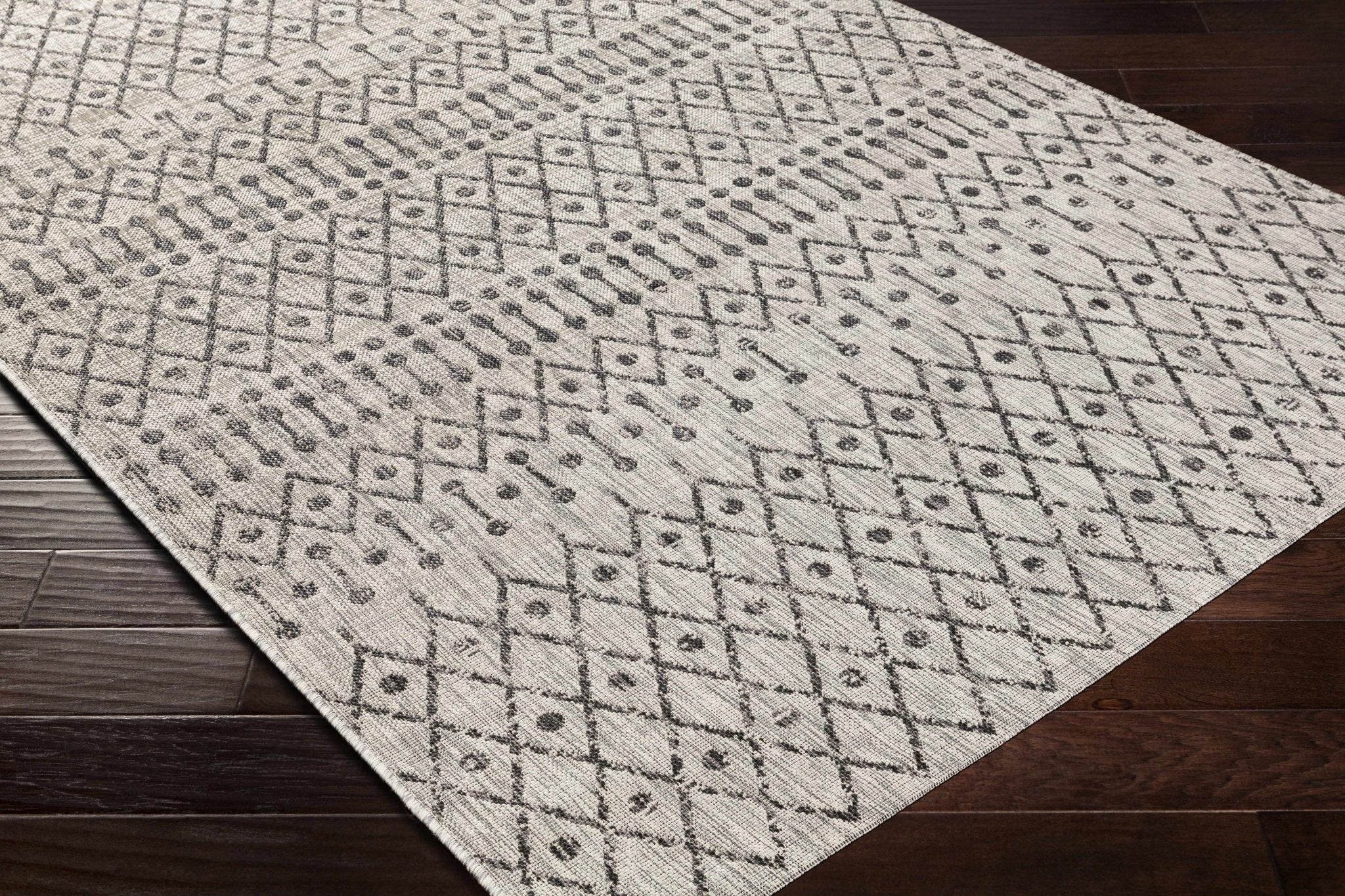 Contemporary Charcoal and Beige Tribal Design flatwoven Area Rug - Image 9
