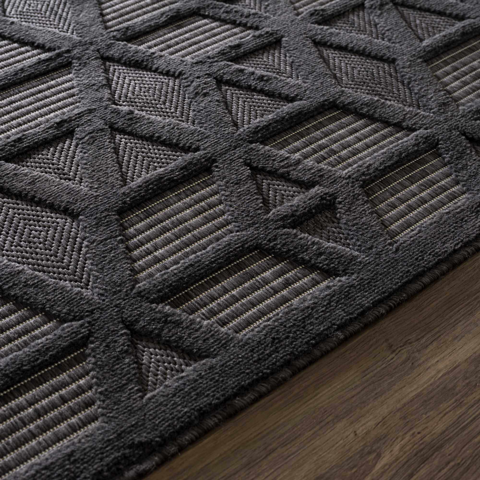 Contemporary Geometric Black and Gray Medium Pile Outdoor Area Rug - Image 11