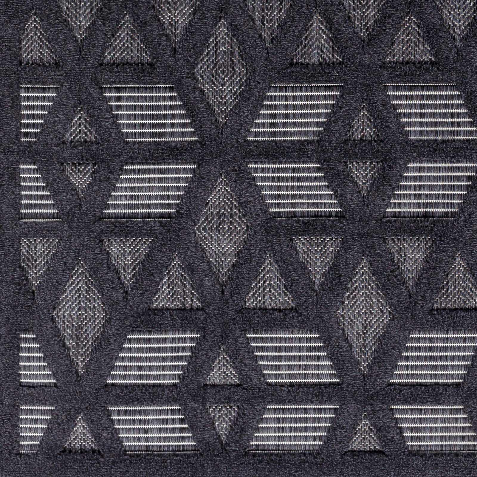 Contemporary Geometric Black and Gray Medium Pile Outdoor Area Rug - Image 2