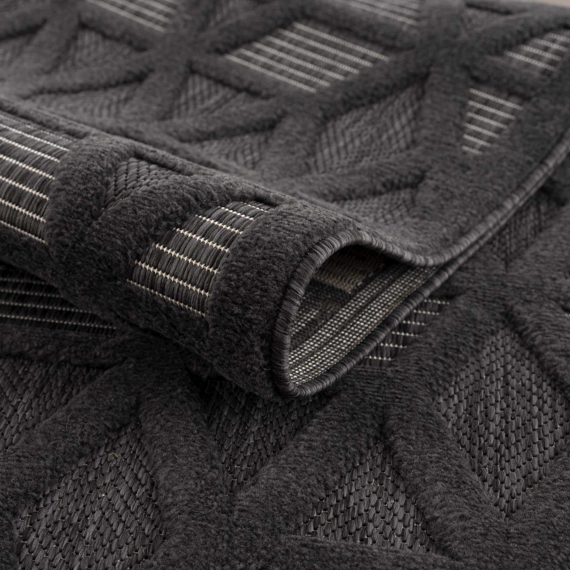 Contemporary Geometric Black and Gray Medium Pile Outdoor Area Rug - Image 6