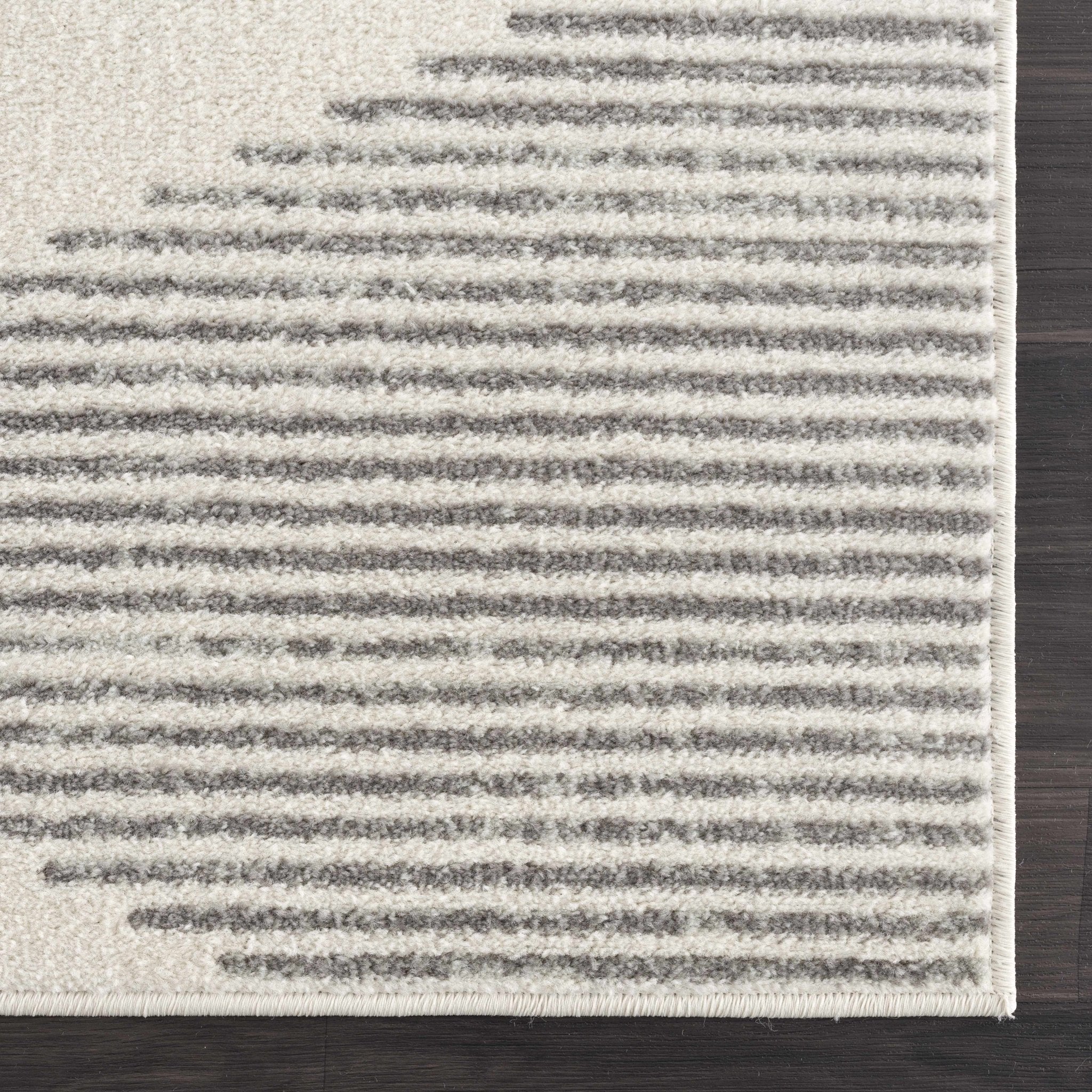 Contemporary Geometric Gray and Ivory Low Pile Area Rug - Image 4