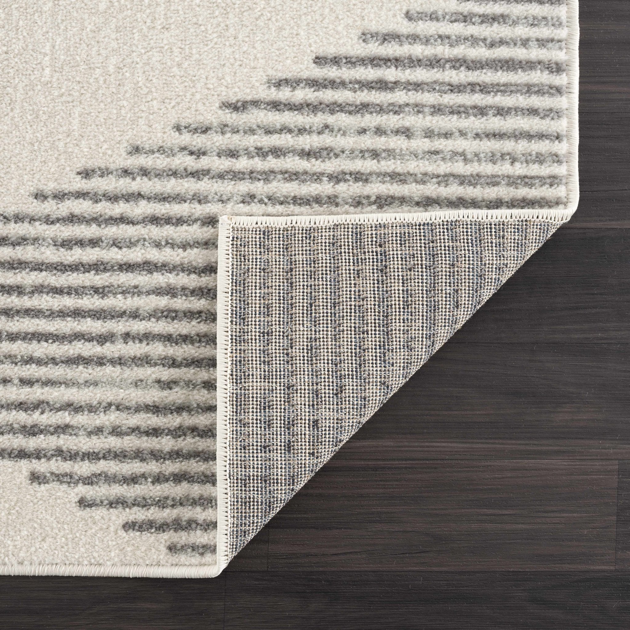 Contemporary Geometric Gray and Ivory Low Pile Area Rug - Image 5