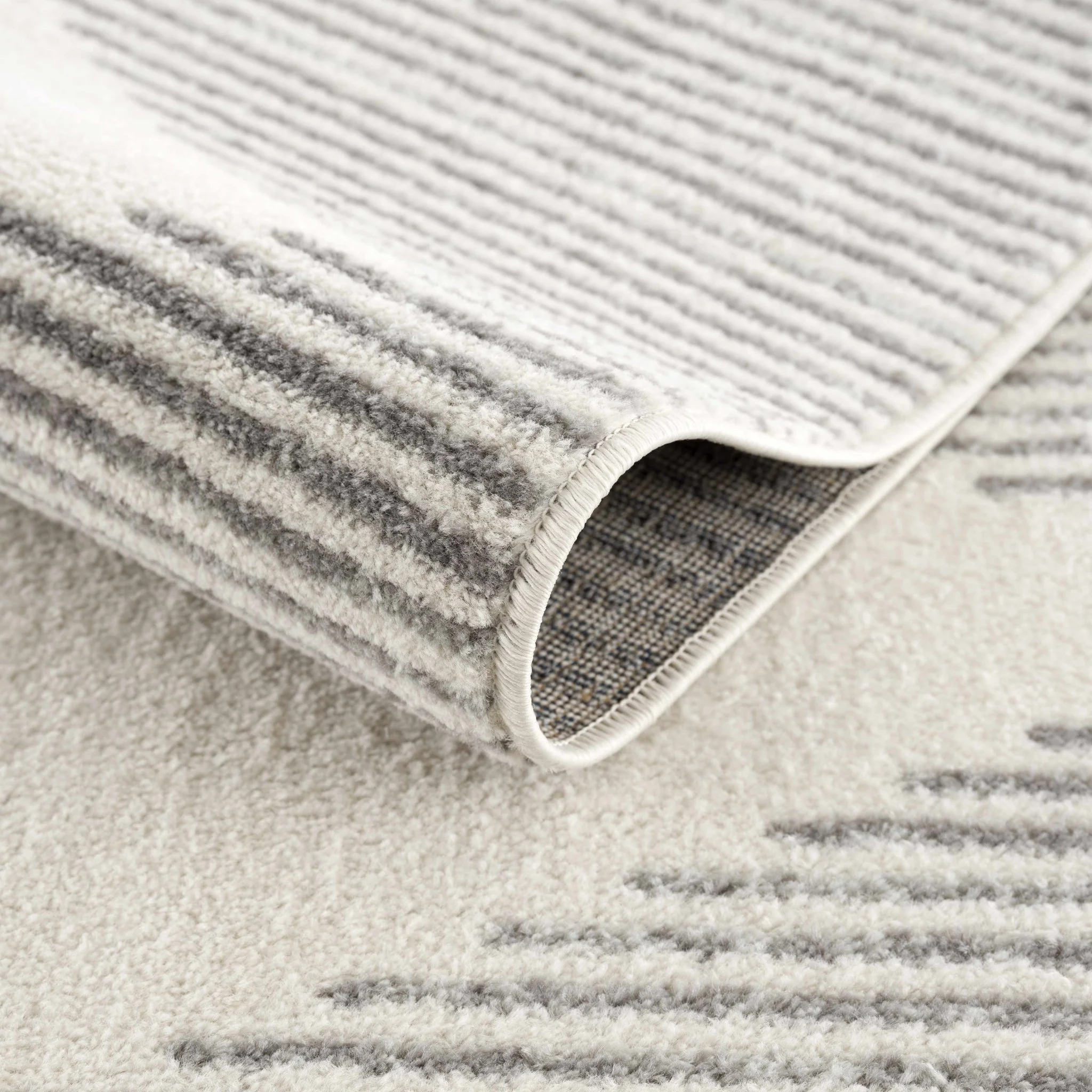 Contemporary Geometric Gray and Ivory Low Pile Area Rug - Image 6