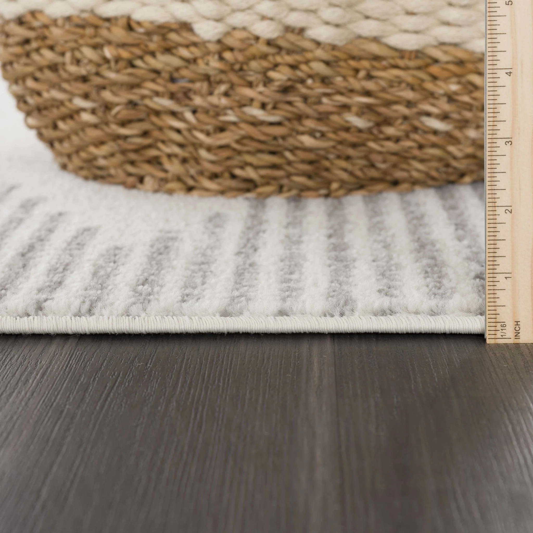 Contemporary Geometric Gray and Ivory Low Pile Area Rug - Image 7