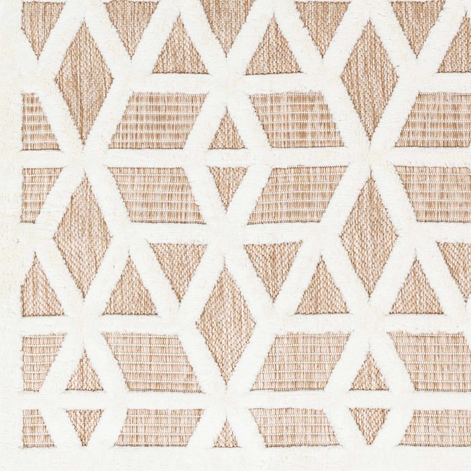Contemporary Geometric Ivory and Camel Medium Pile Outdoor Area Rug - Image 7