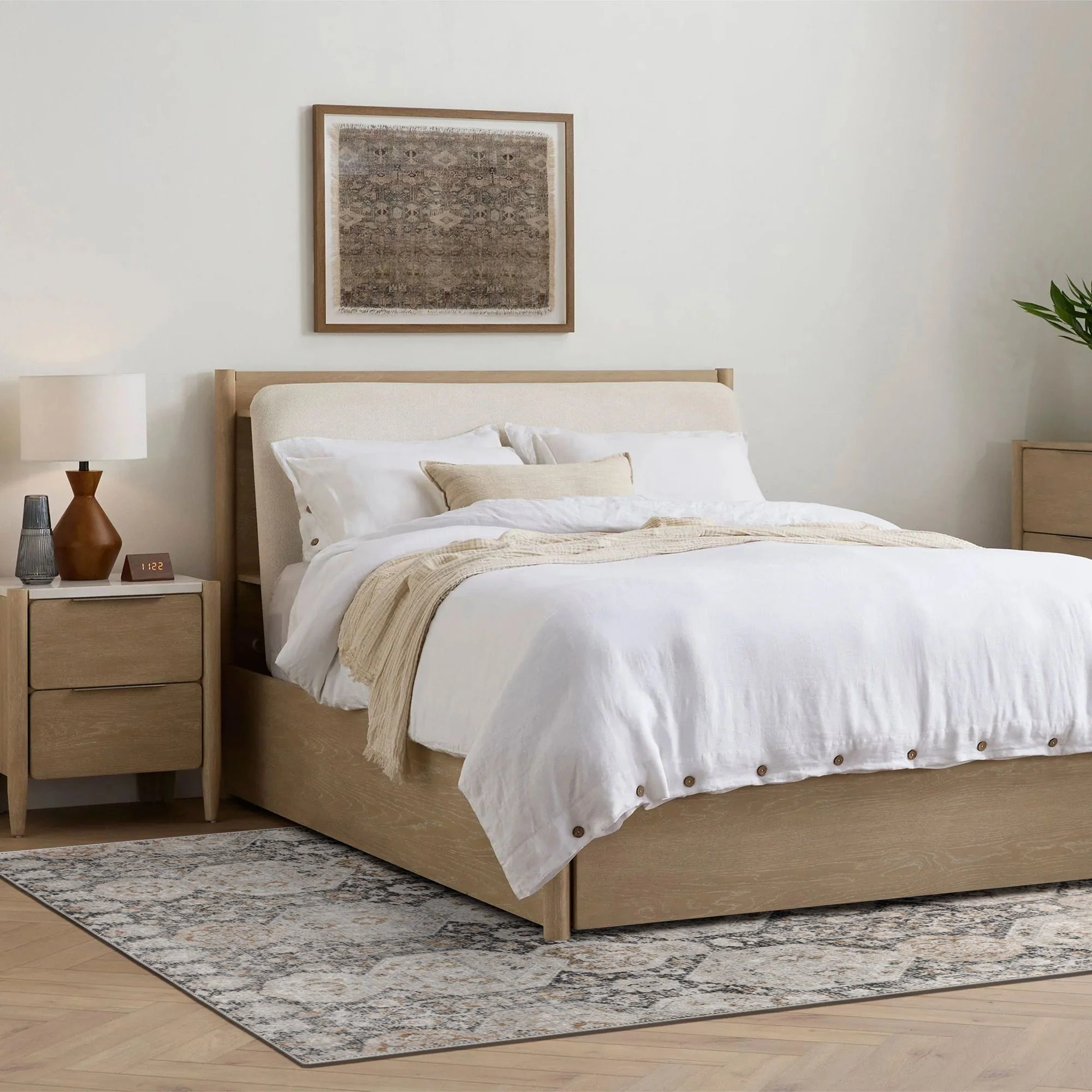 Contemporary Geometrical Beige Machine Washable Area Rug - Image 3