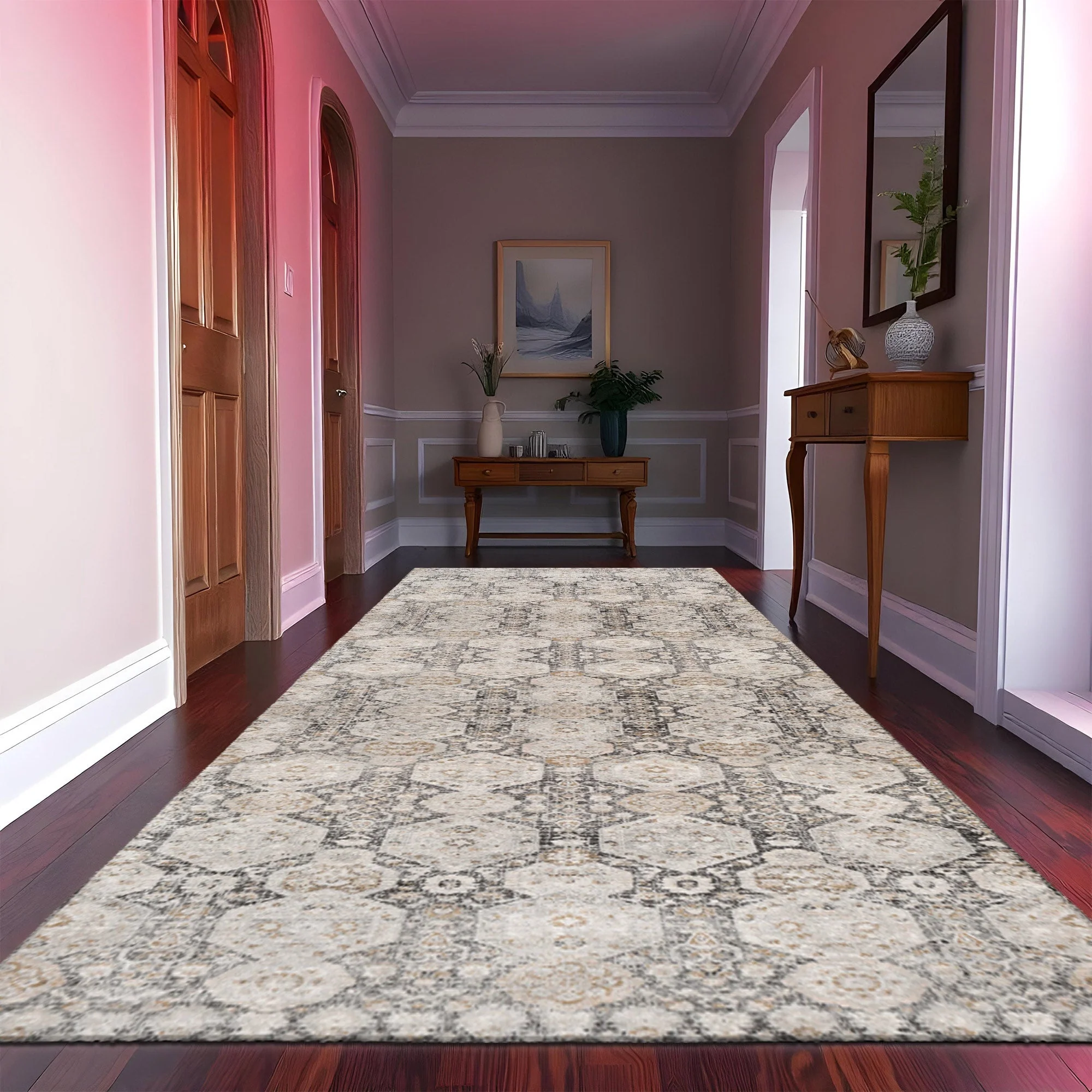Contemporary Geometrical Beige Machine Washable Area Rug - Image 6
