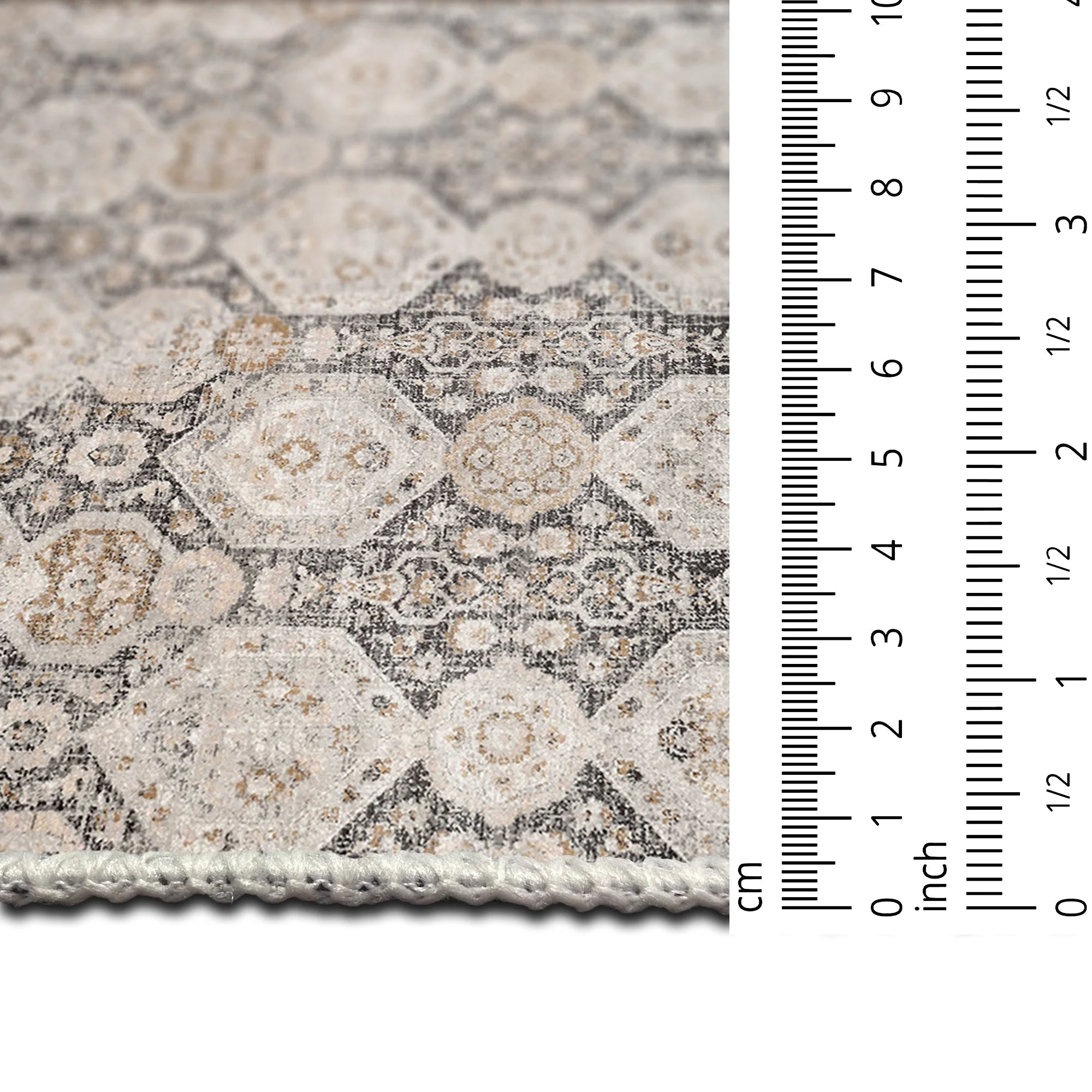 Contemporary Geometrical Beige Machine Washable Area Rug - Image 9