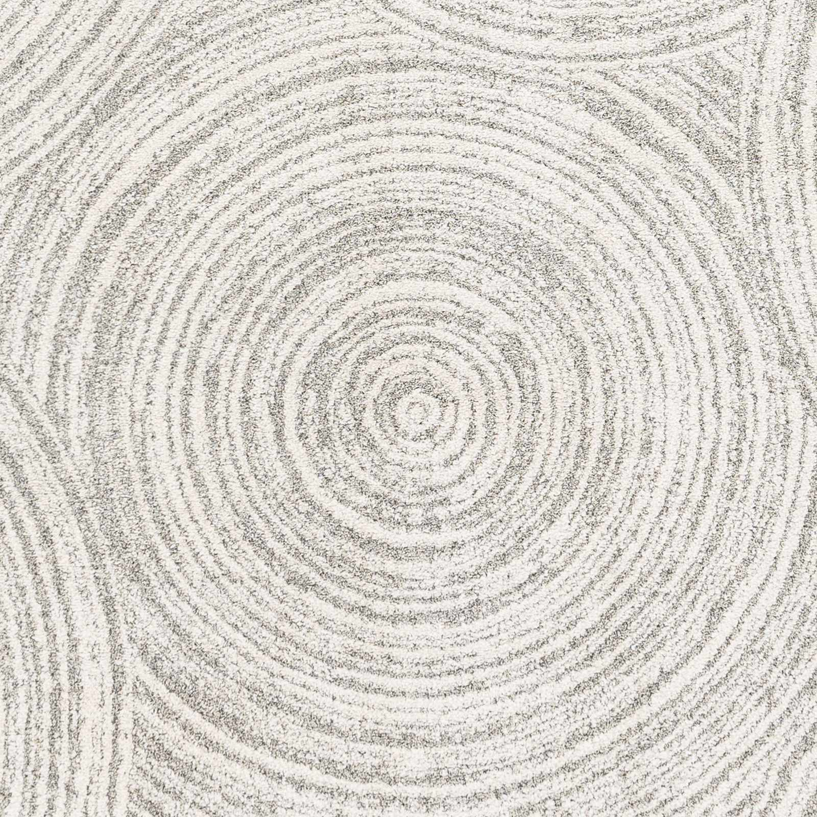 Contemporary Geometrical Ivory And Gray Machine Woven Rug - Image 2