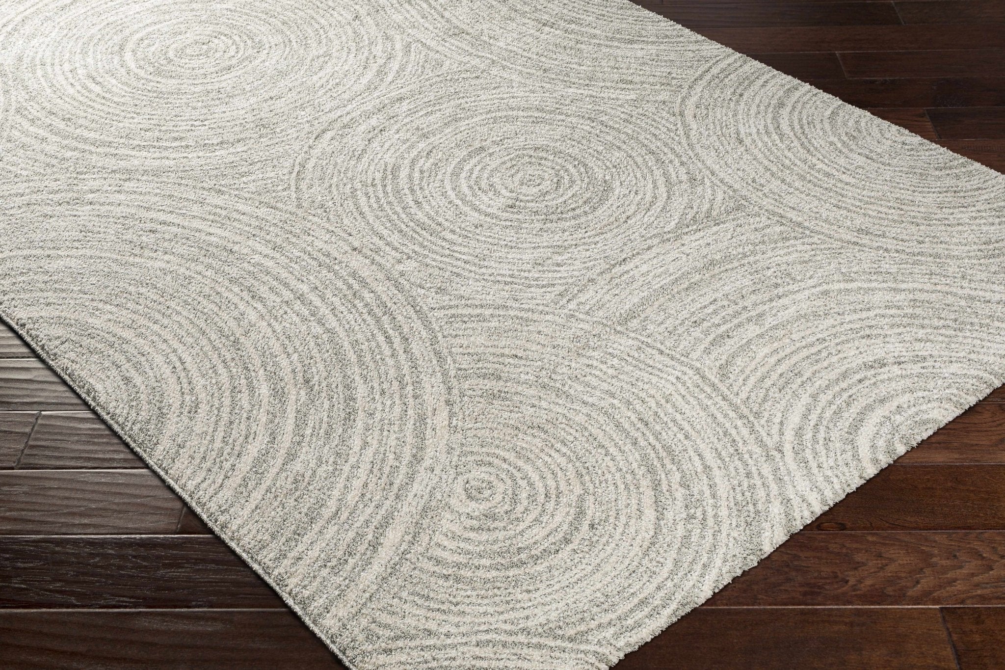 Contemporary Geometrical Ivory And Gray Machine Woven Rug - Image 6