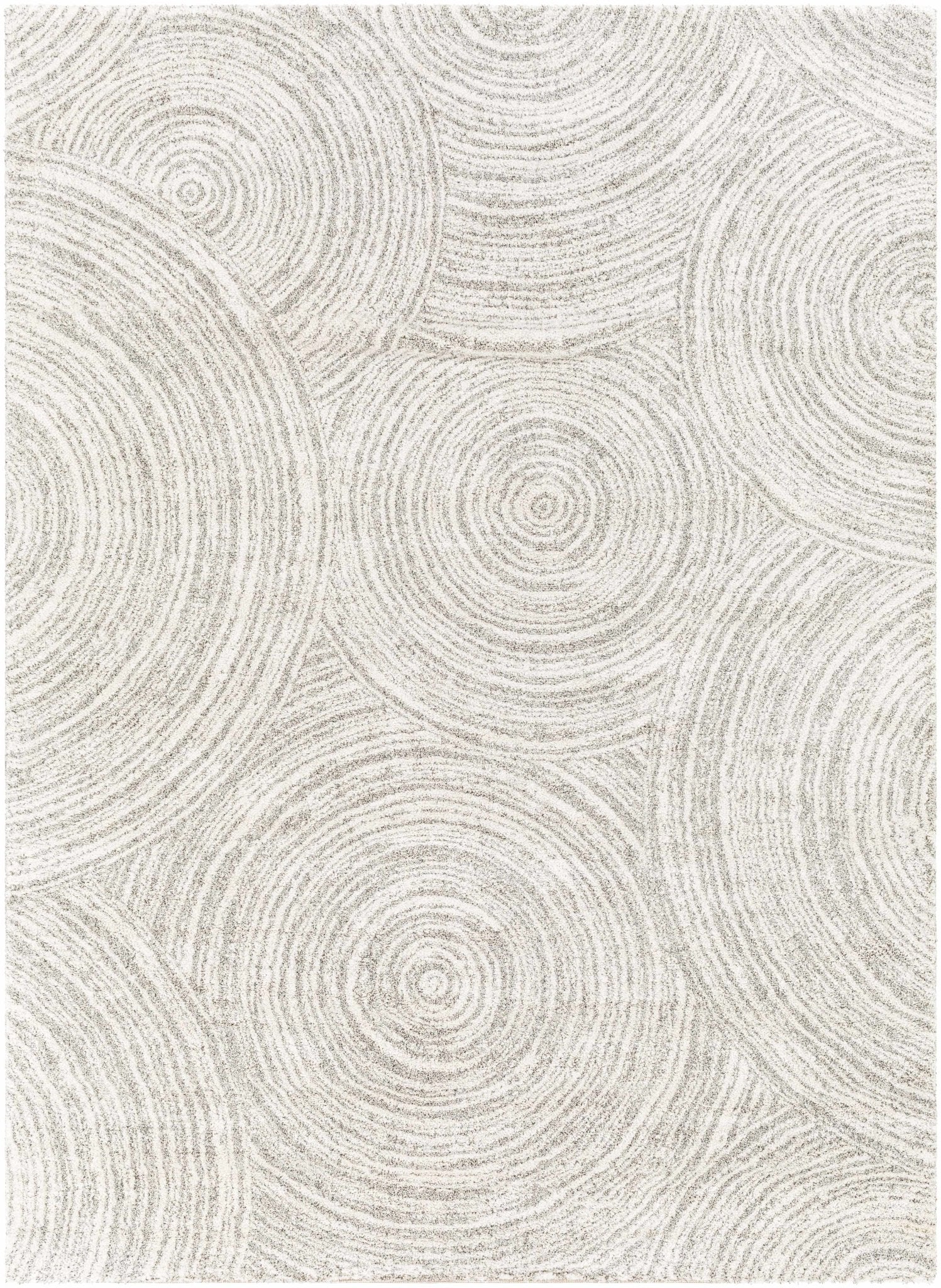 Contemporary Geometrical Ivory And Gray Machine Woven Rug - Image 9