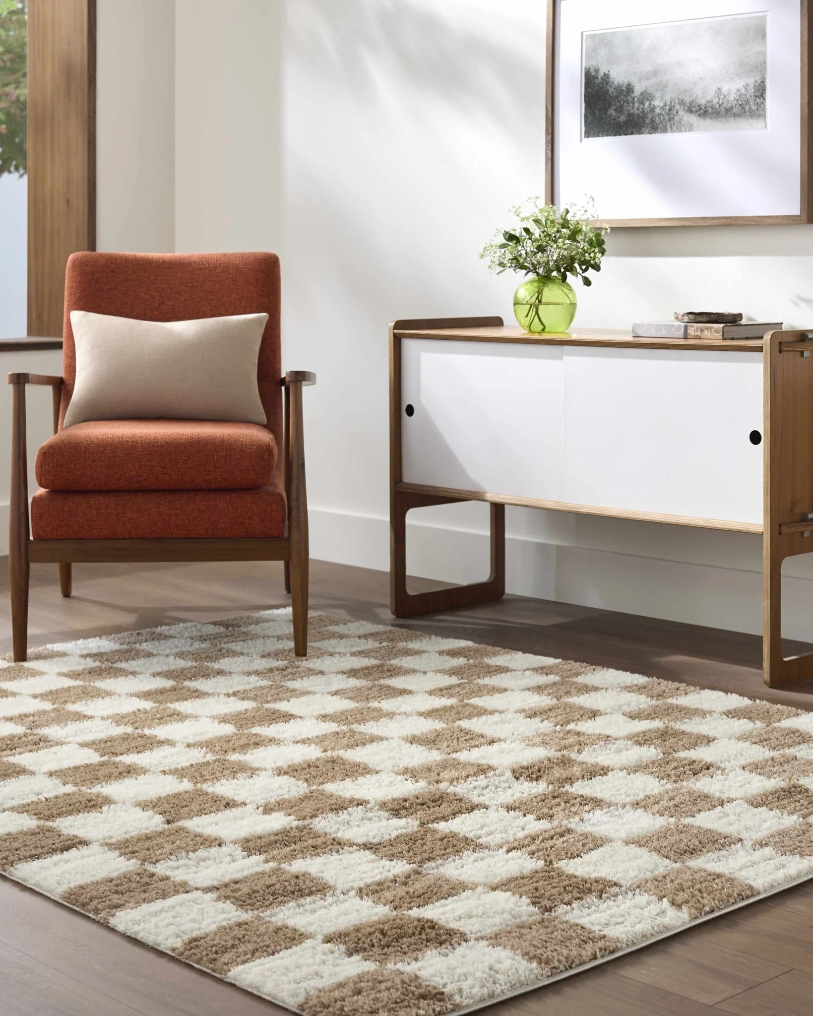 Contemporary Geometrical Style Brown Machine Woven Area Rug - Image 9