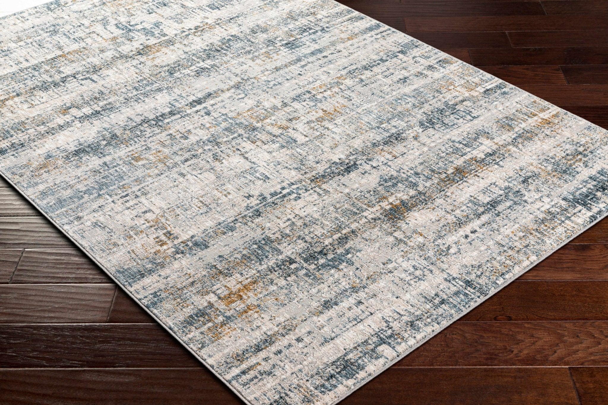 Contemporary Gray And Beige Abstract Machine Woven Rug - Image 14