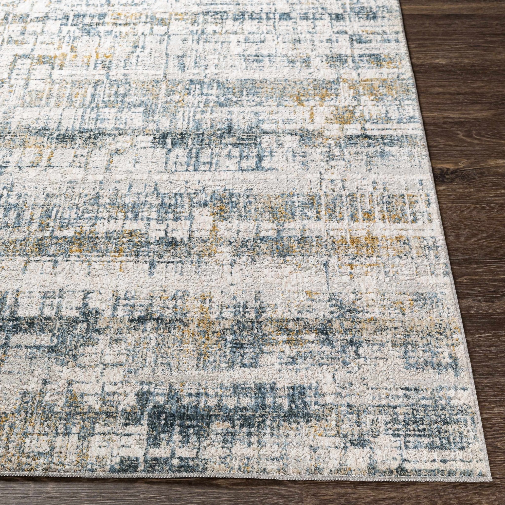 Contemporary Gray And Beige Abstract Machine Woven Rug - Image 3