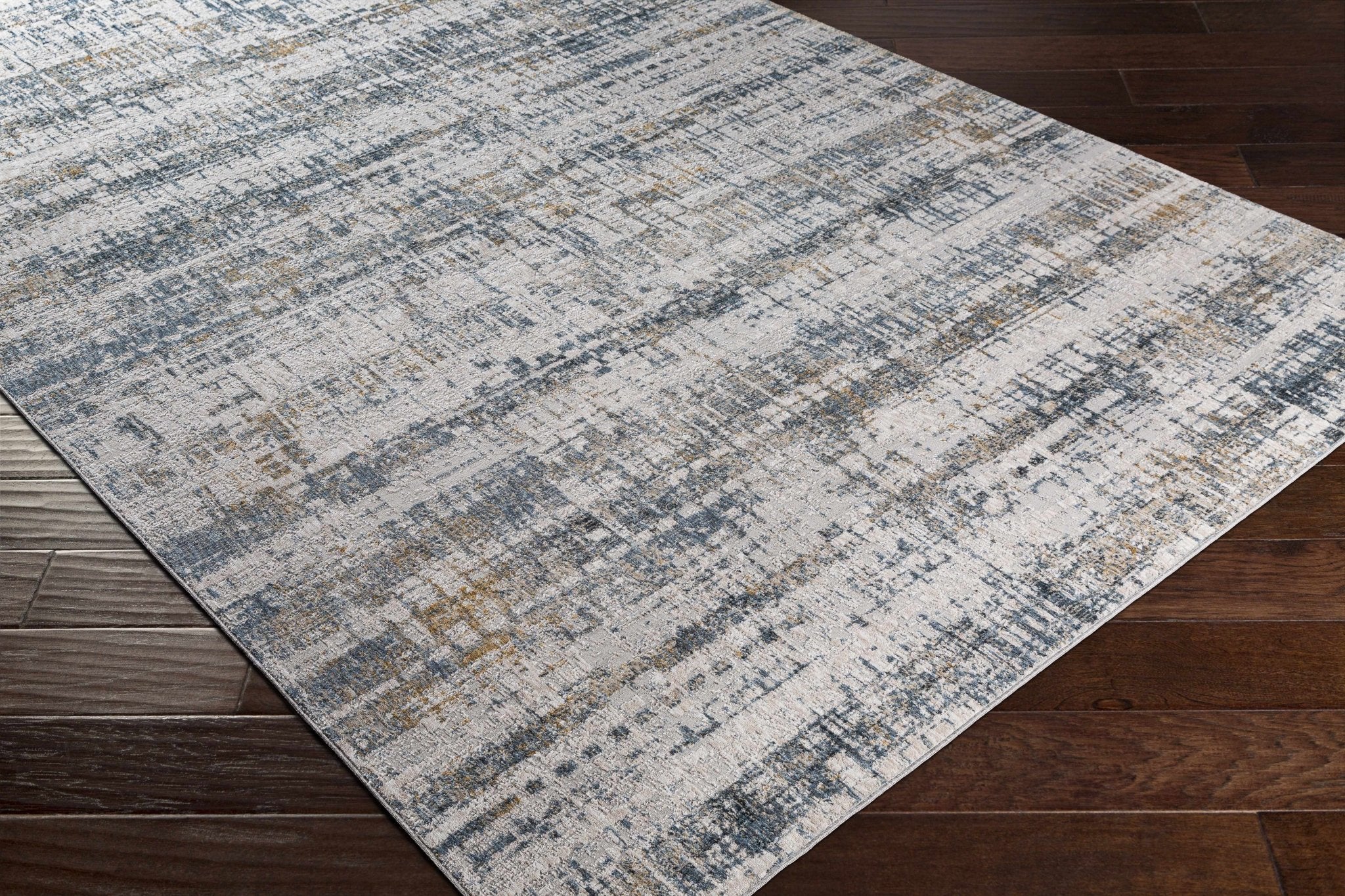 Contemporary Gray And Beige Abstract Machine Woven Rug - Image 4