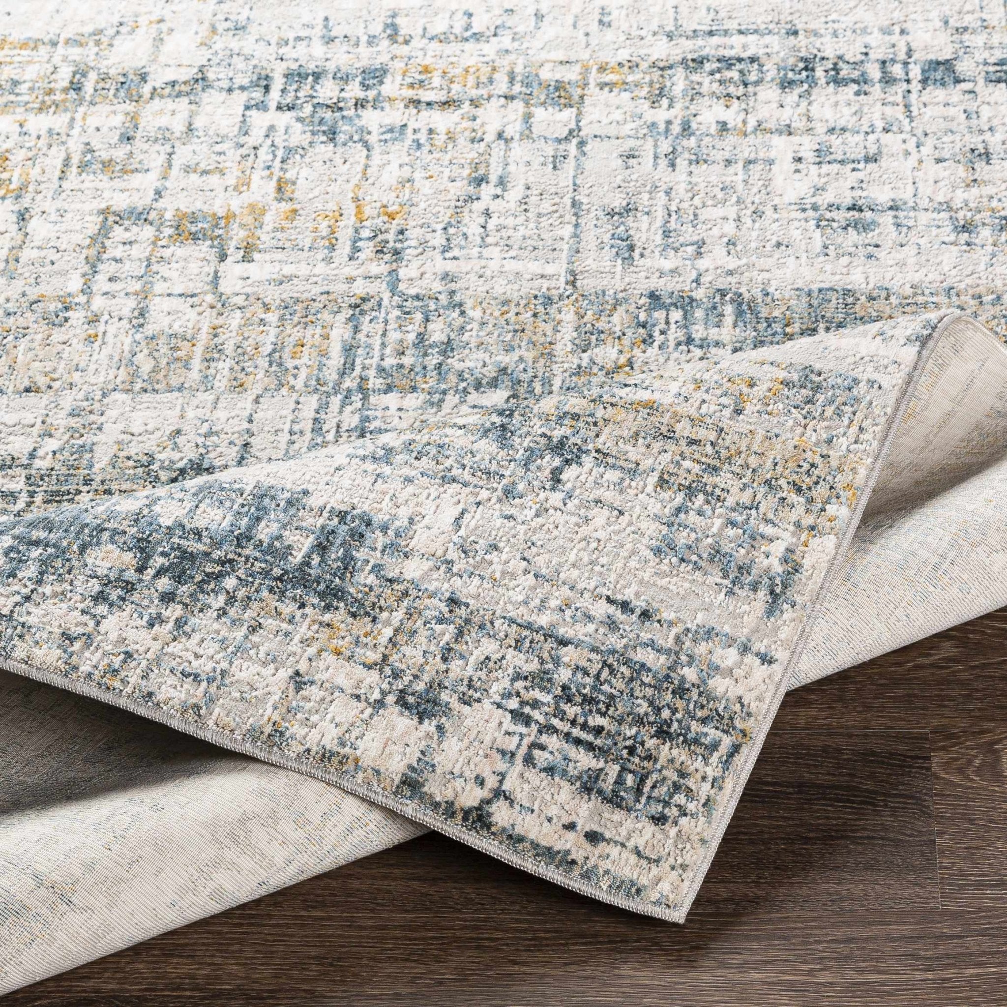 Contemporary Gray And Beige Abstract Machine Woven Rug - Image 5