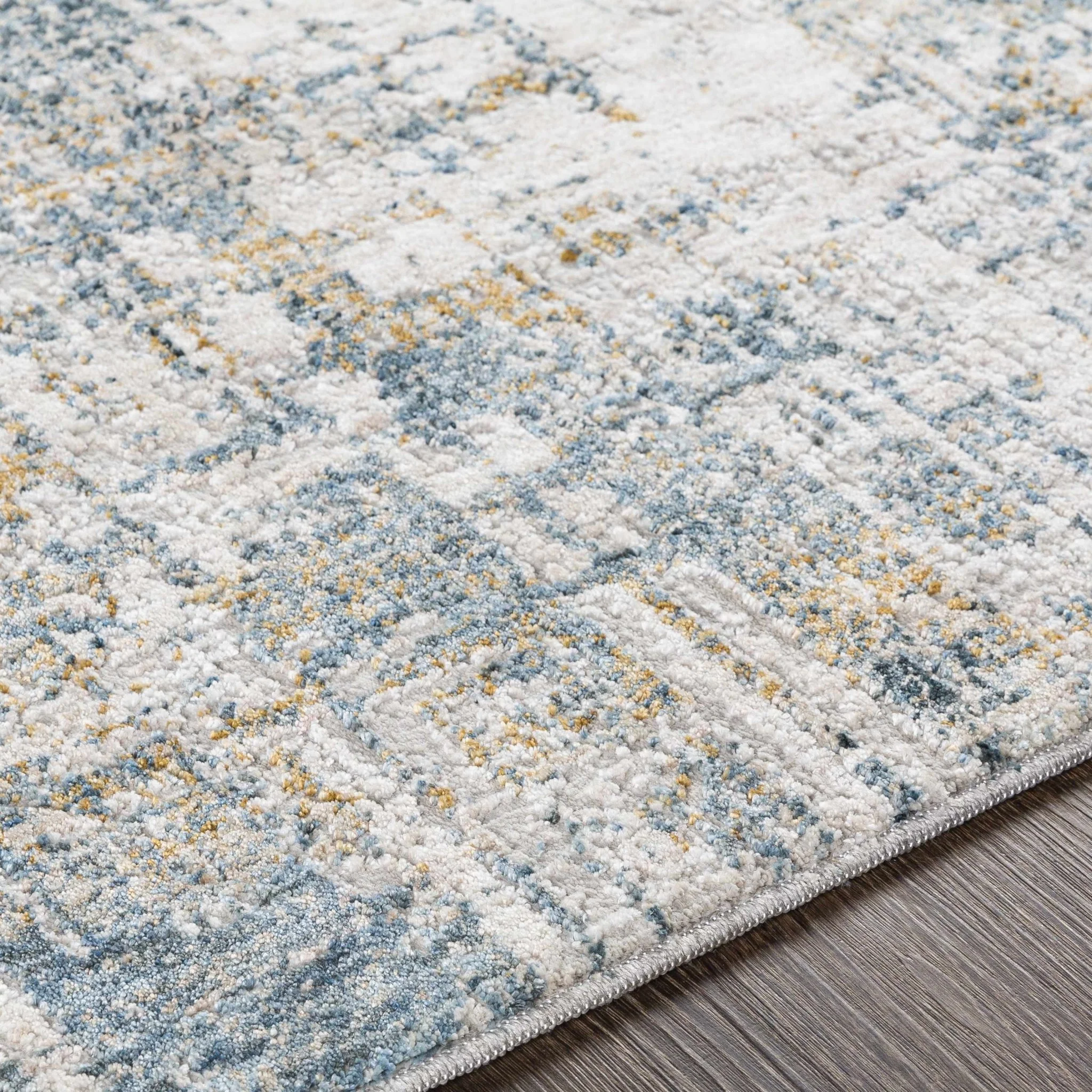 Contemporary Gray And Beige Abstract Machine Woven Rug - Image 6