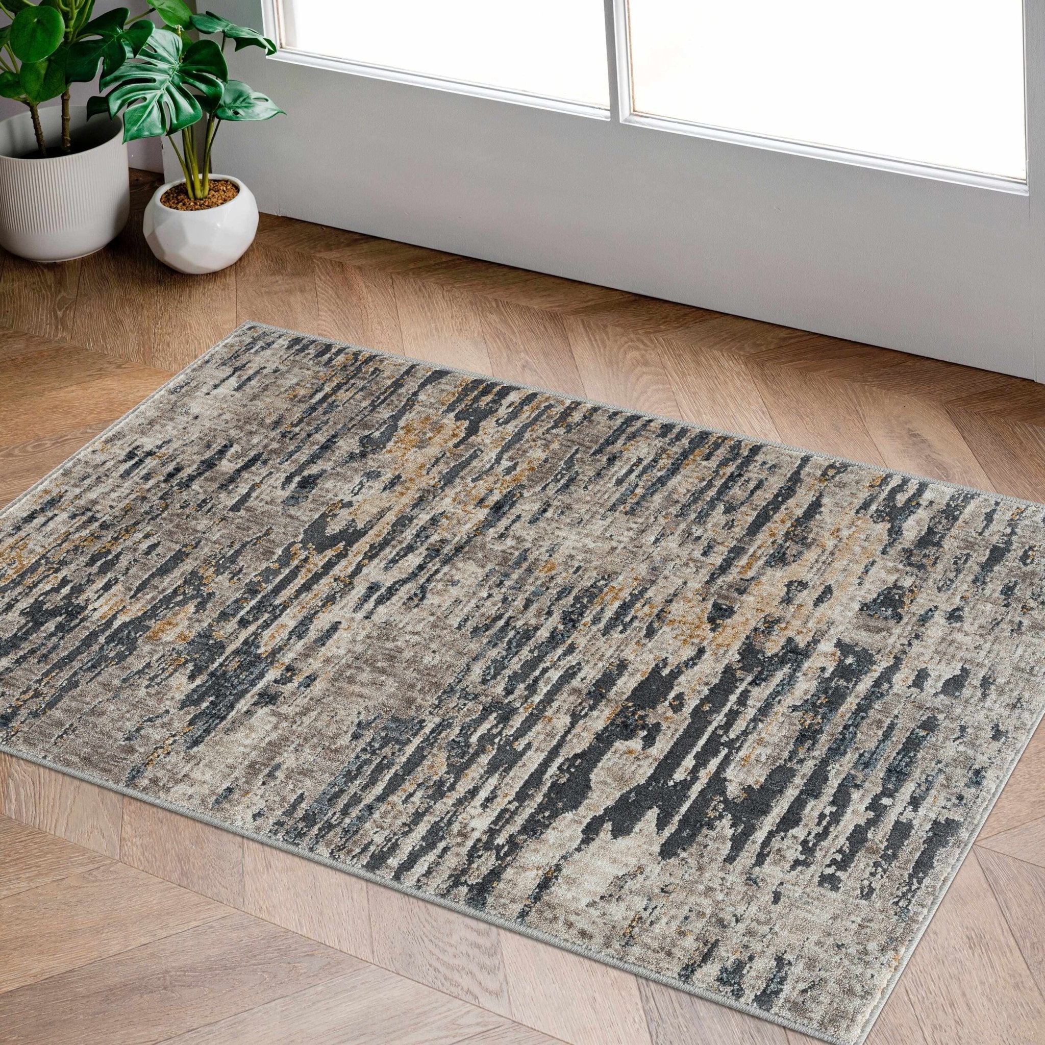 Contemporary Gray And Beige Rug - Image 11