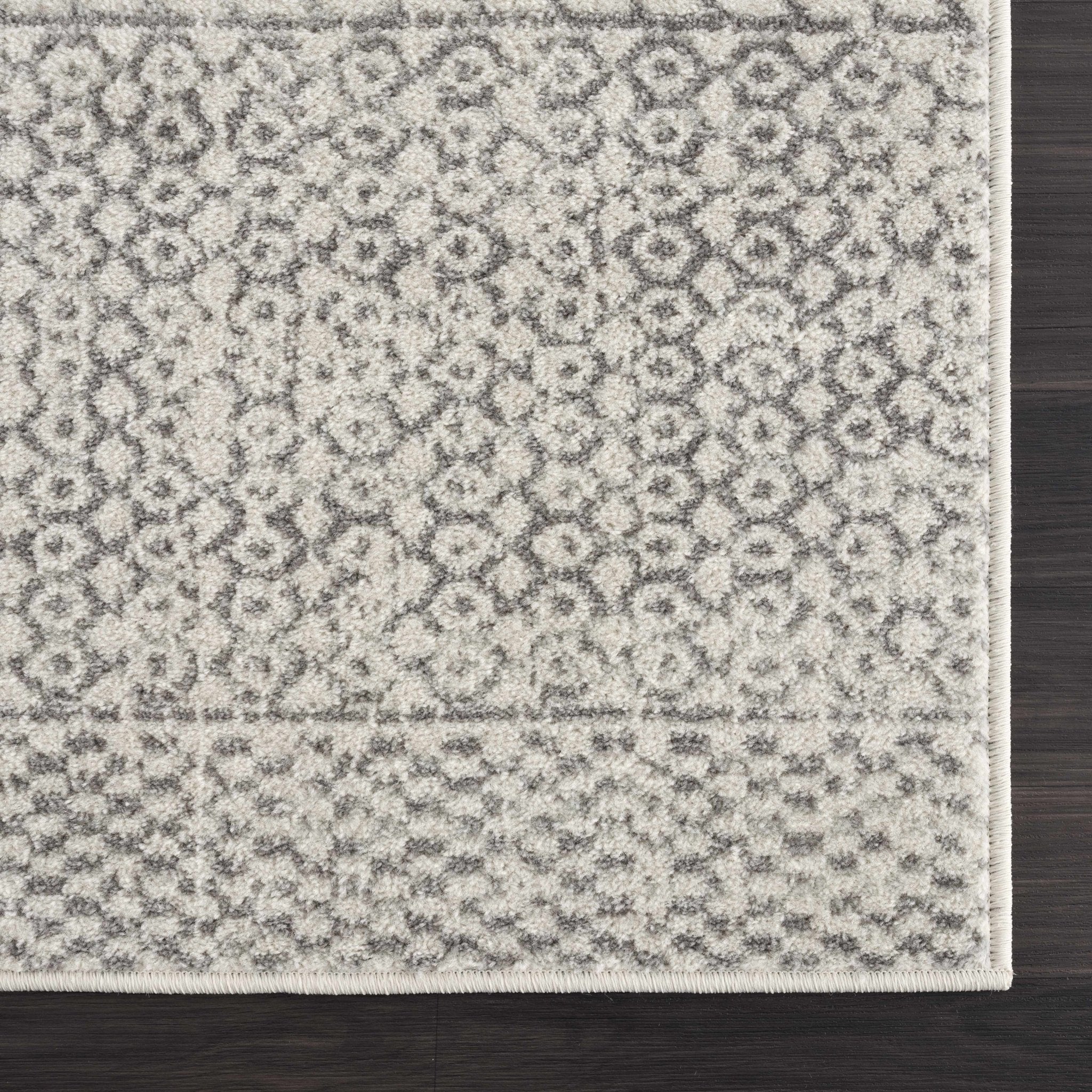 Contemporary Gray and Ivory Tribal Design Low Pile Indoor Area Rug - Image 4