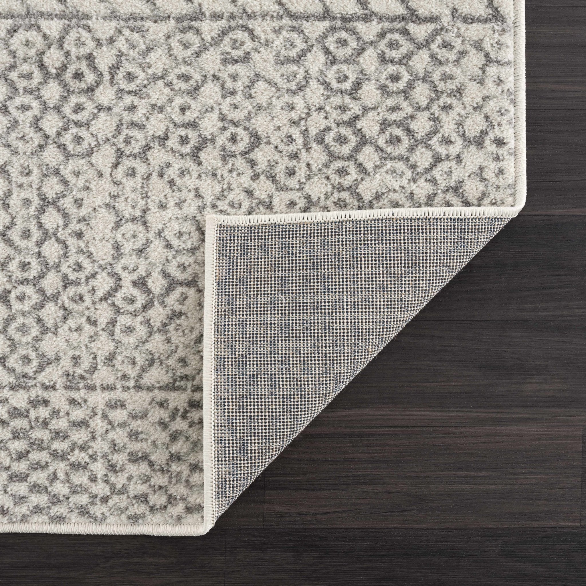 Contemporary Gray and Ivory Tribal Design Low Pile Indoor Area Rug - Image 5