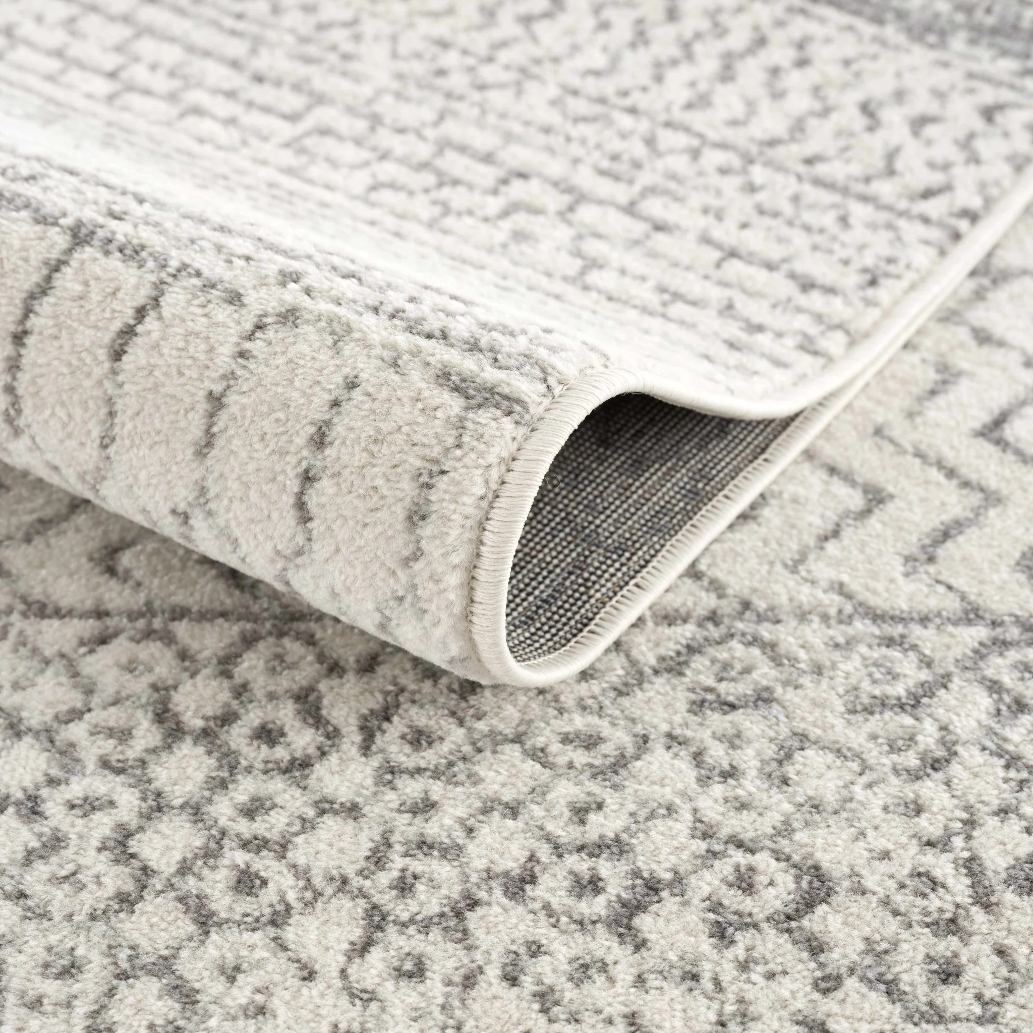 Contemporary Gray and Ivory Tribal Design Low Pile Indoor Area Rug - Image 6