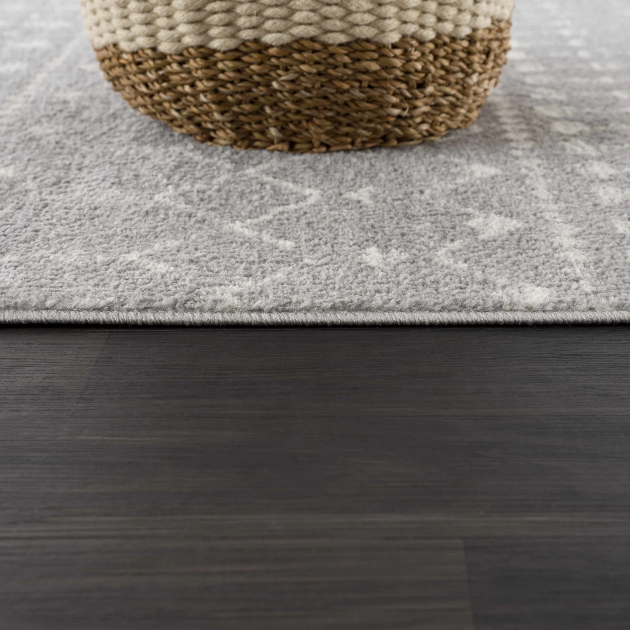 Contemporary Gray and Ivory Low pile Tribal Design Area Rug - Image 10