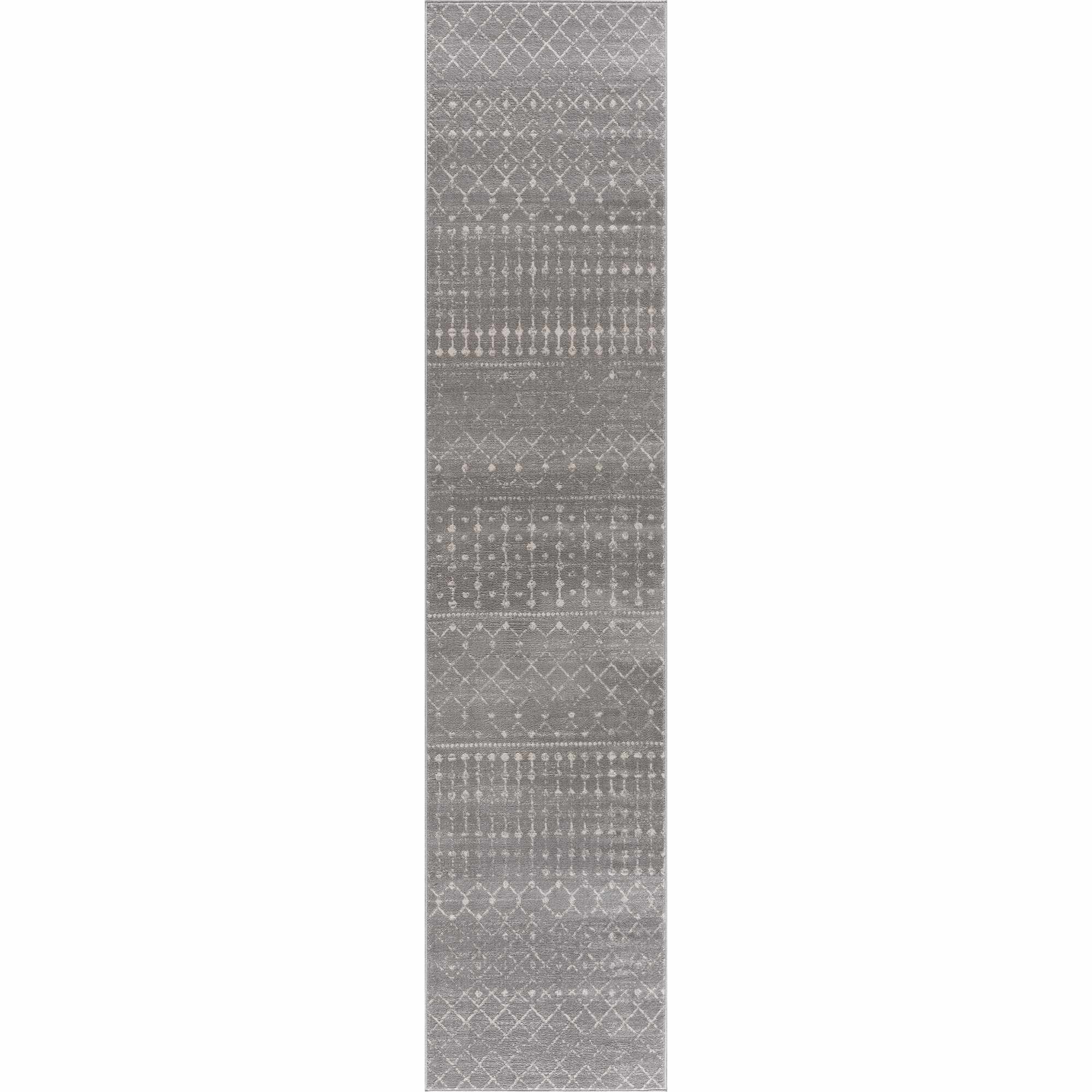 Contemporary Gray and Ivory Low pile Tribal Design Area Rug - Image 5