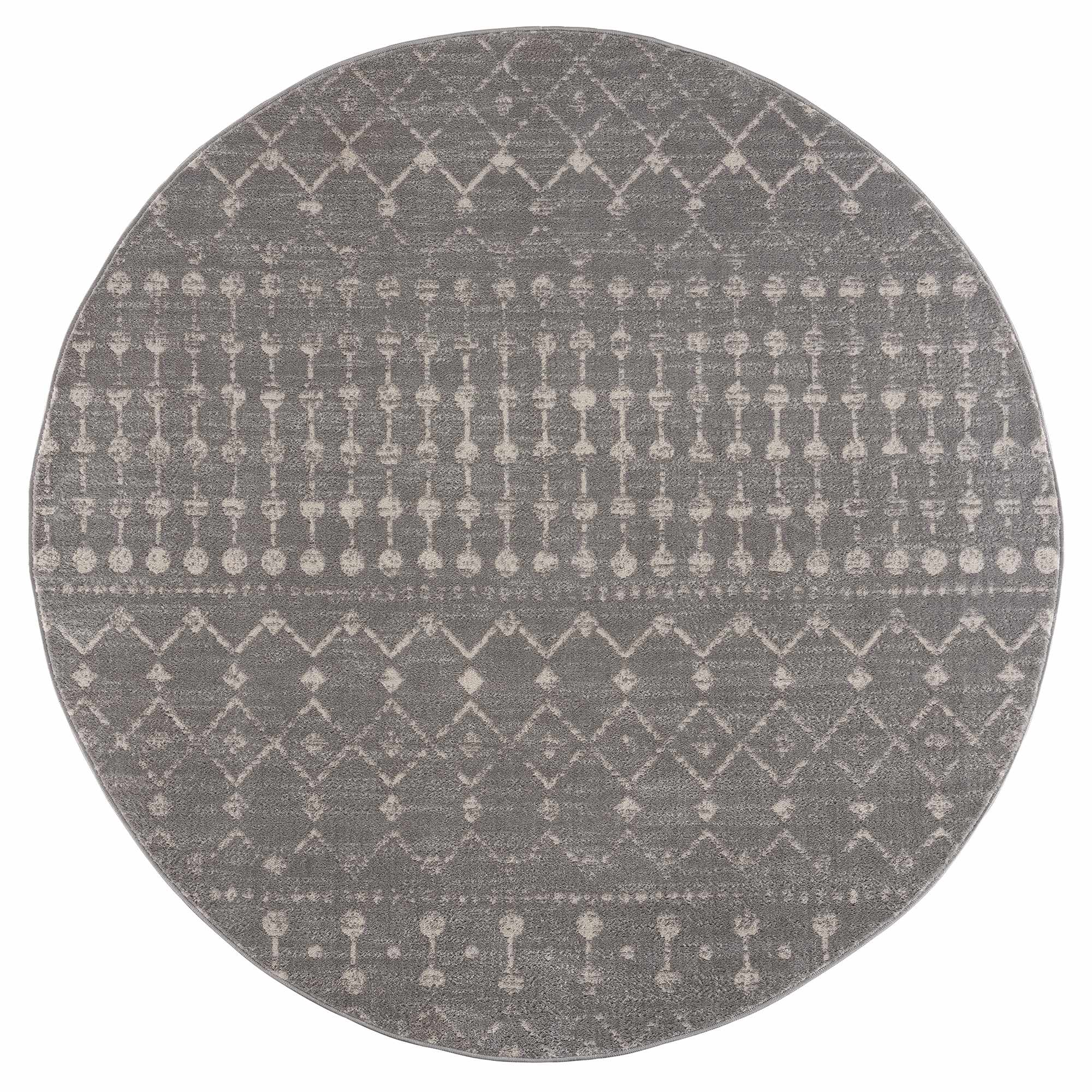 Contemporary Gray and Ivory Low pile Tribal Design Area Rug - Image 6