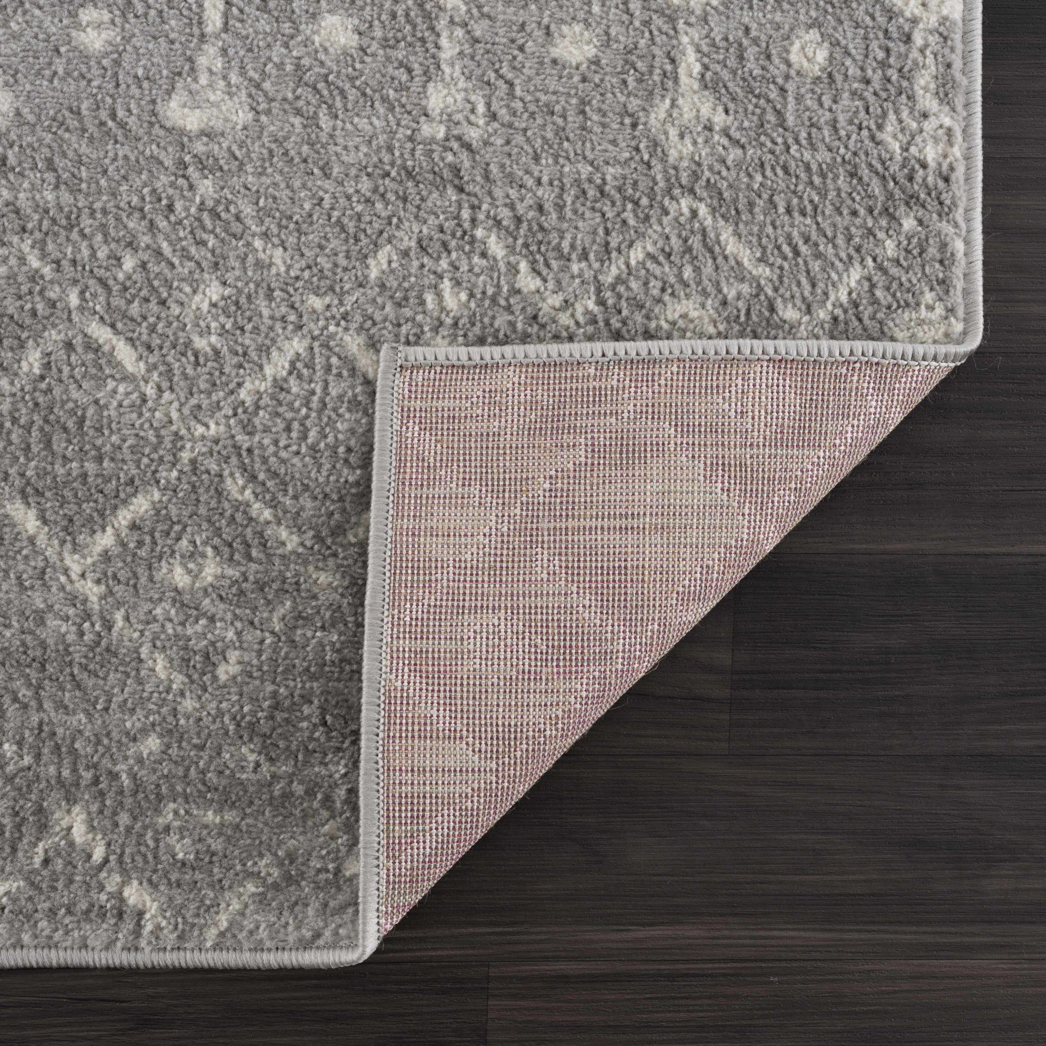 Contemporary Gray and Ivory Low pile Tribal Design Area Rug - Image 7