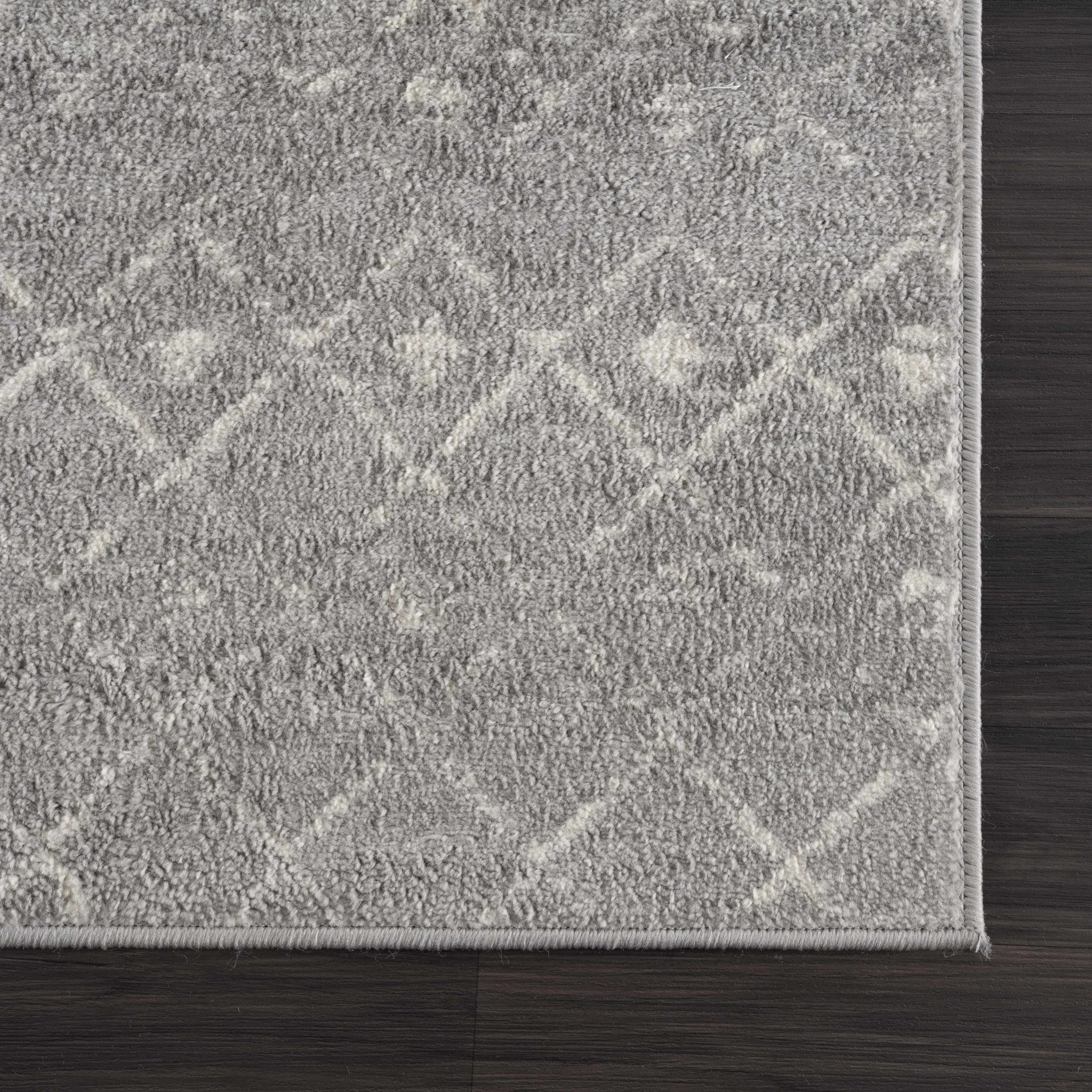 Contemporary Gray and Ivory Low pile Tribal Design Area Rug - Image 9