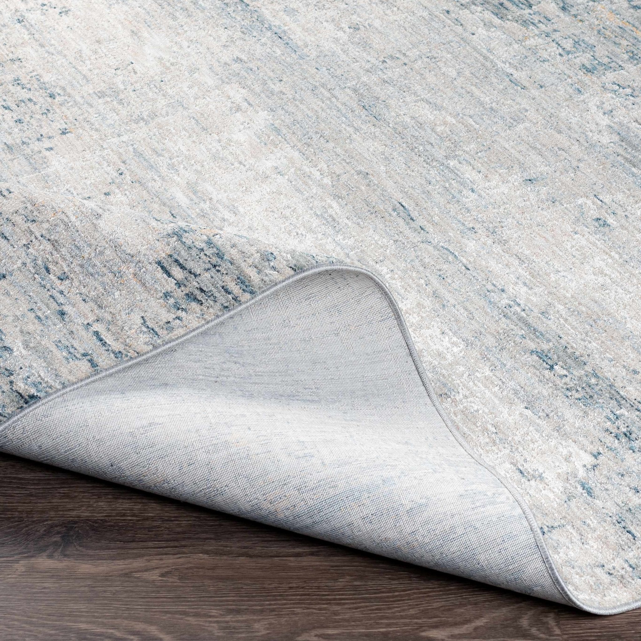 Contemporary Gray And Teal Abstract Design Rug - Image 2