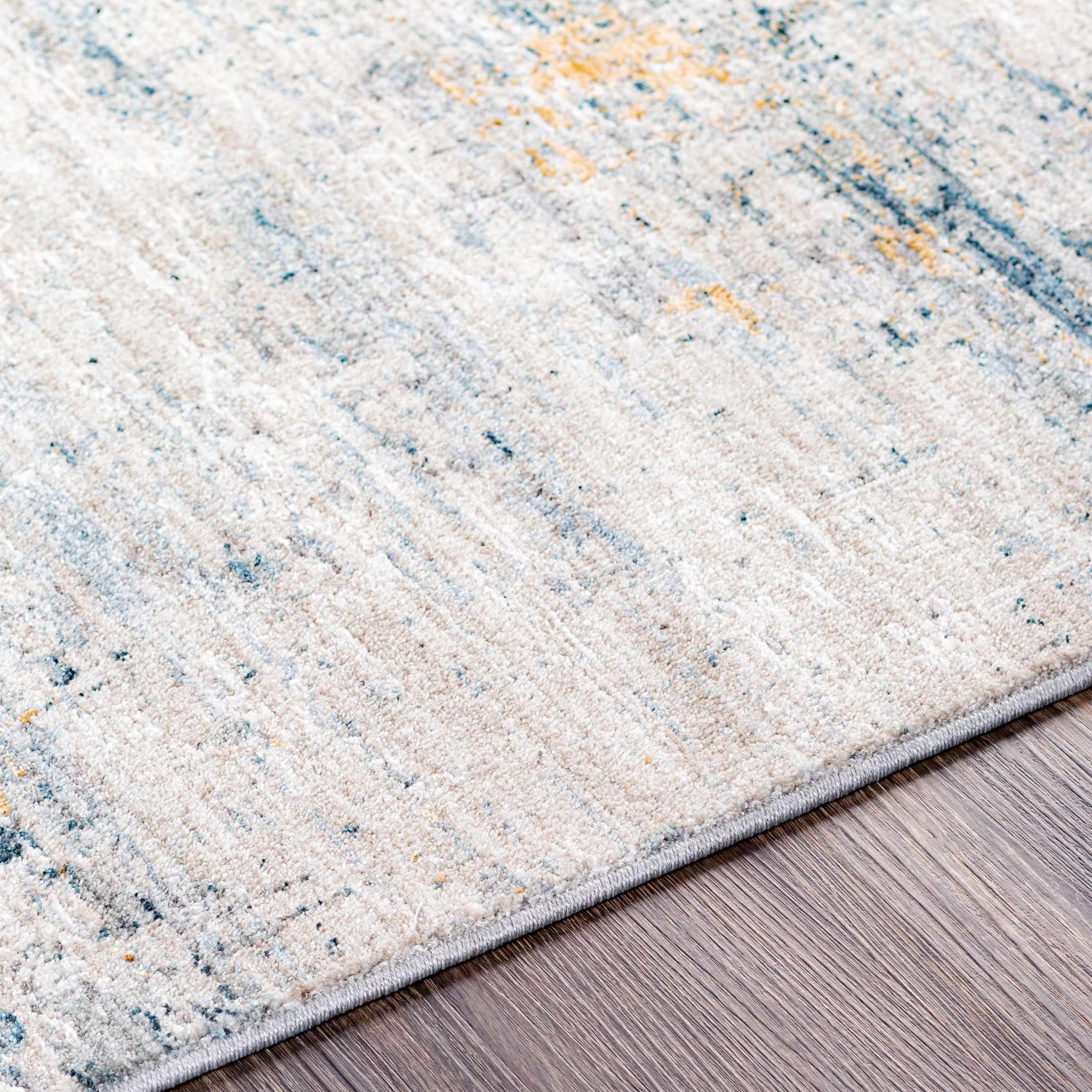 Contemporary Gray And Teal Abstract Design Rug - Image 3