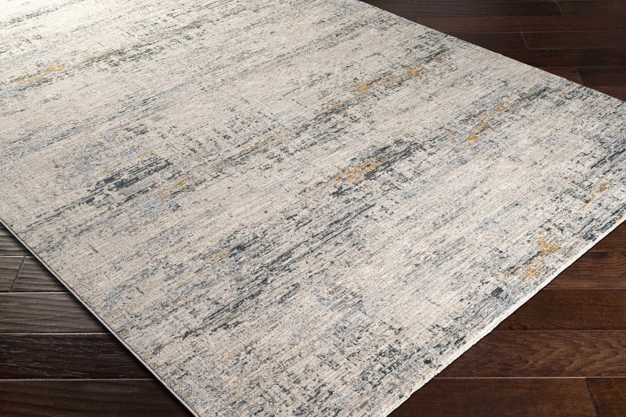 Contemporary Gray And Teal Abstract Design Rug - Image 6