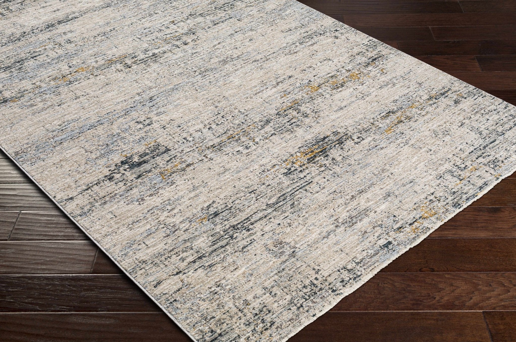 Contemporary Gray And Teal Abstract Design Rug - Image 7