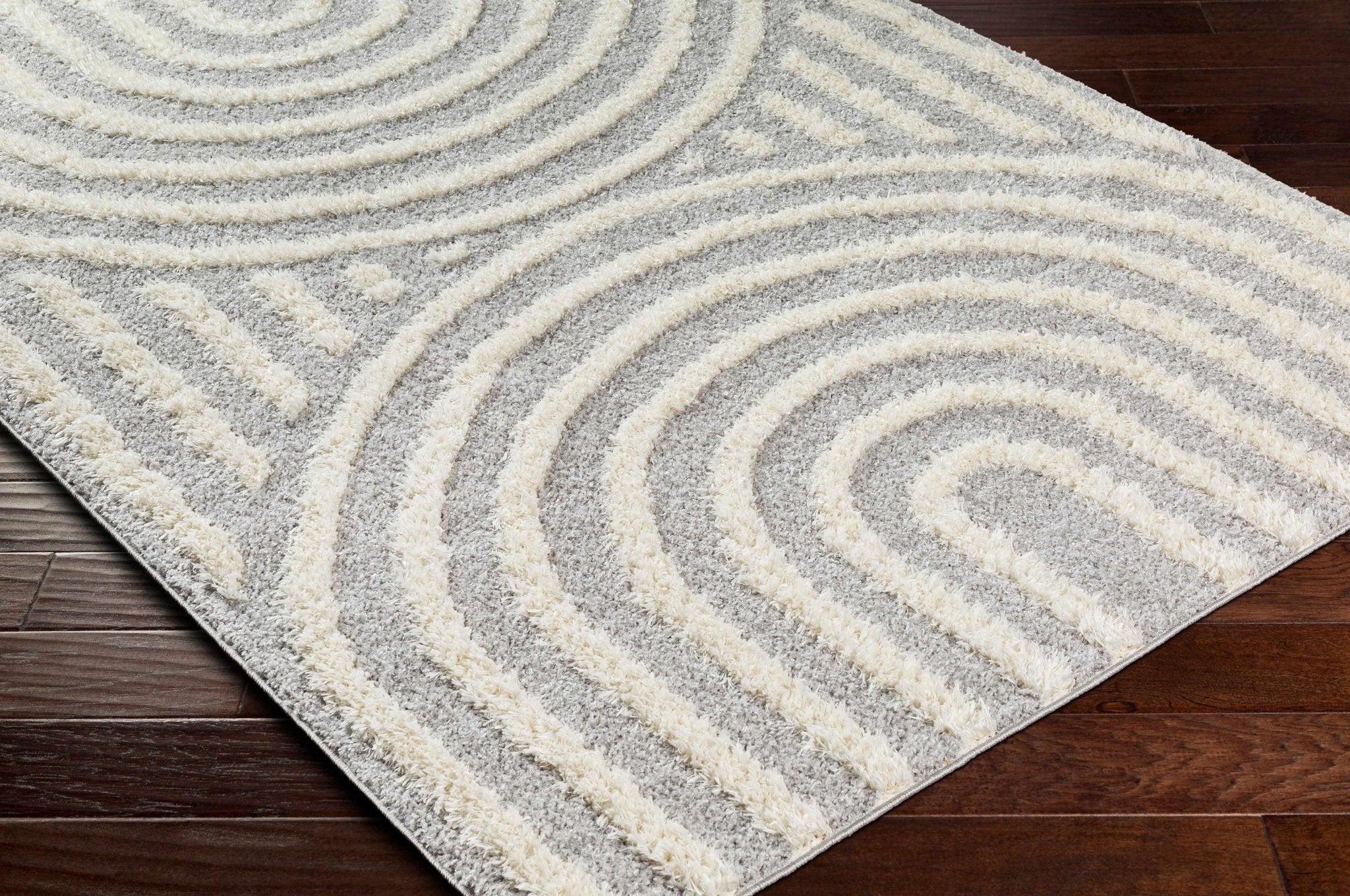 Modern Contemporary Gray and Beige Plush Pile Machine Woven Area Rug - Image 3
