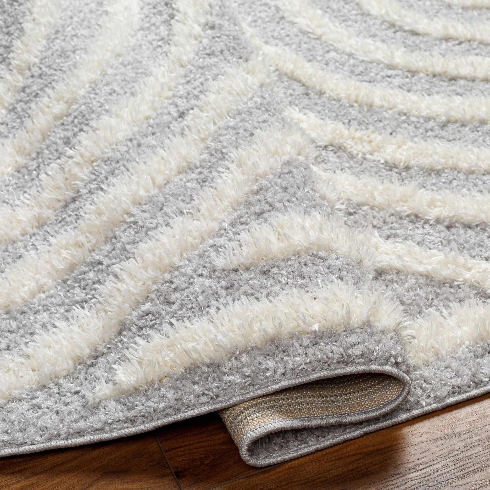 Modern Contemporary Gray and Beige Plush Pile Machine Woven Area Rug - Image 4