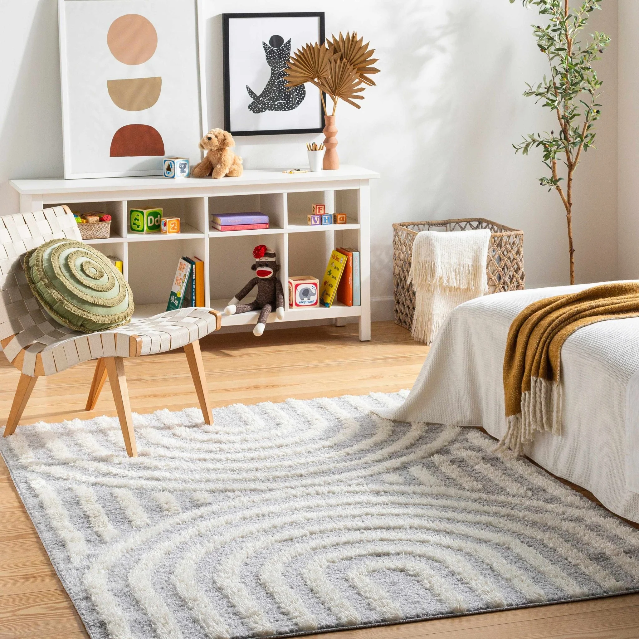 Modern Contemporary Gray and Beige Plush Pile Machine Woven Area Rug - Image 7