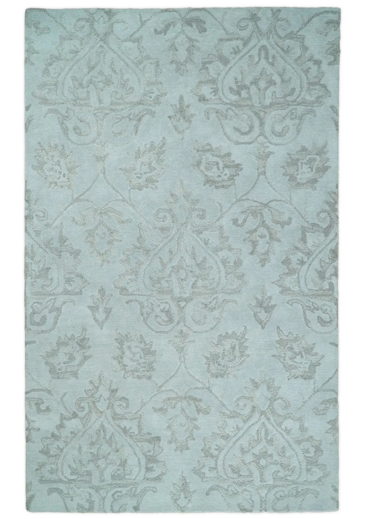 Contemporary Hand Tufted Silver and Blue Modern Wool Area Rug - Image 10