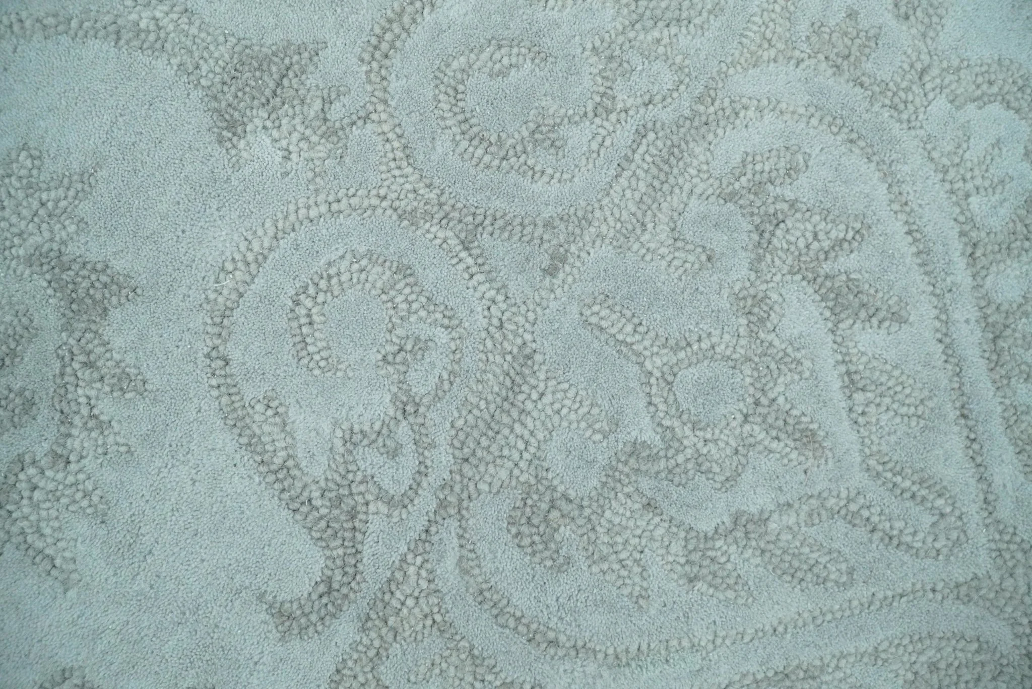 Contemporary Hand Tufted Silver and Blue Modern Wool Area Rug - Image 2