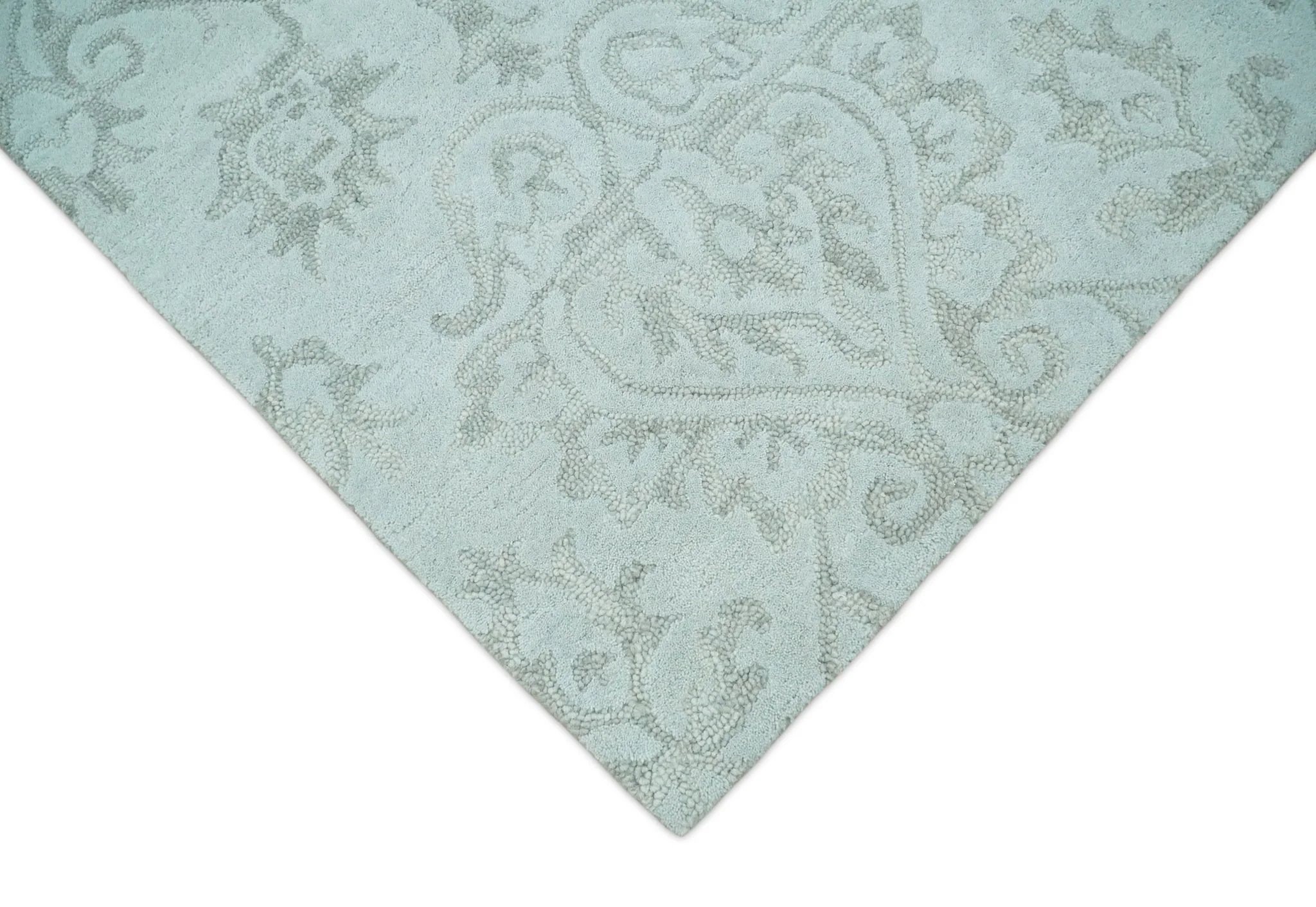 Contemporary Hand Tufted Silver and Blue Modern Wool Area Rug - Image 6