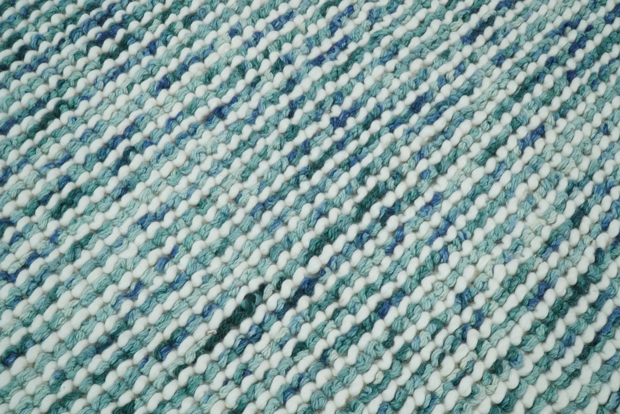 Contemporary Hand Woven Blue Woolen Chunky and Soft Area Rug - Image 4