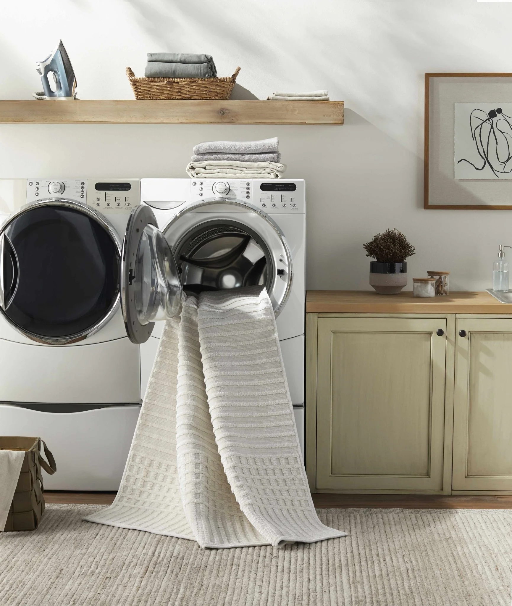 Modern Contemporary Ivory and Beige Medium pile Washable Area Rug - Image 11