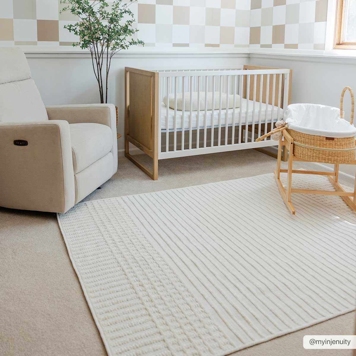 Modern Contemporary Ivory and Beige Medium pile Washable Area Rug - Image 2