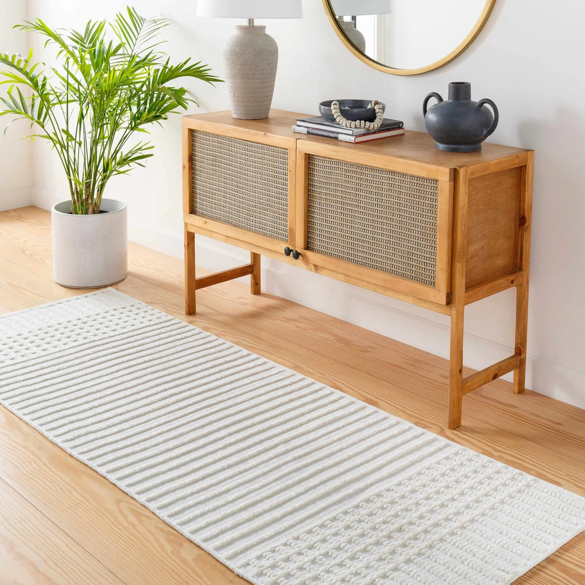 Modern Contemporary Ivory and Beige Medium pile Washable Area Rug - Image 5
