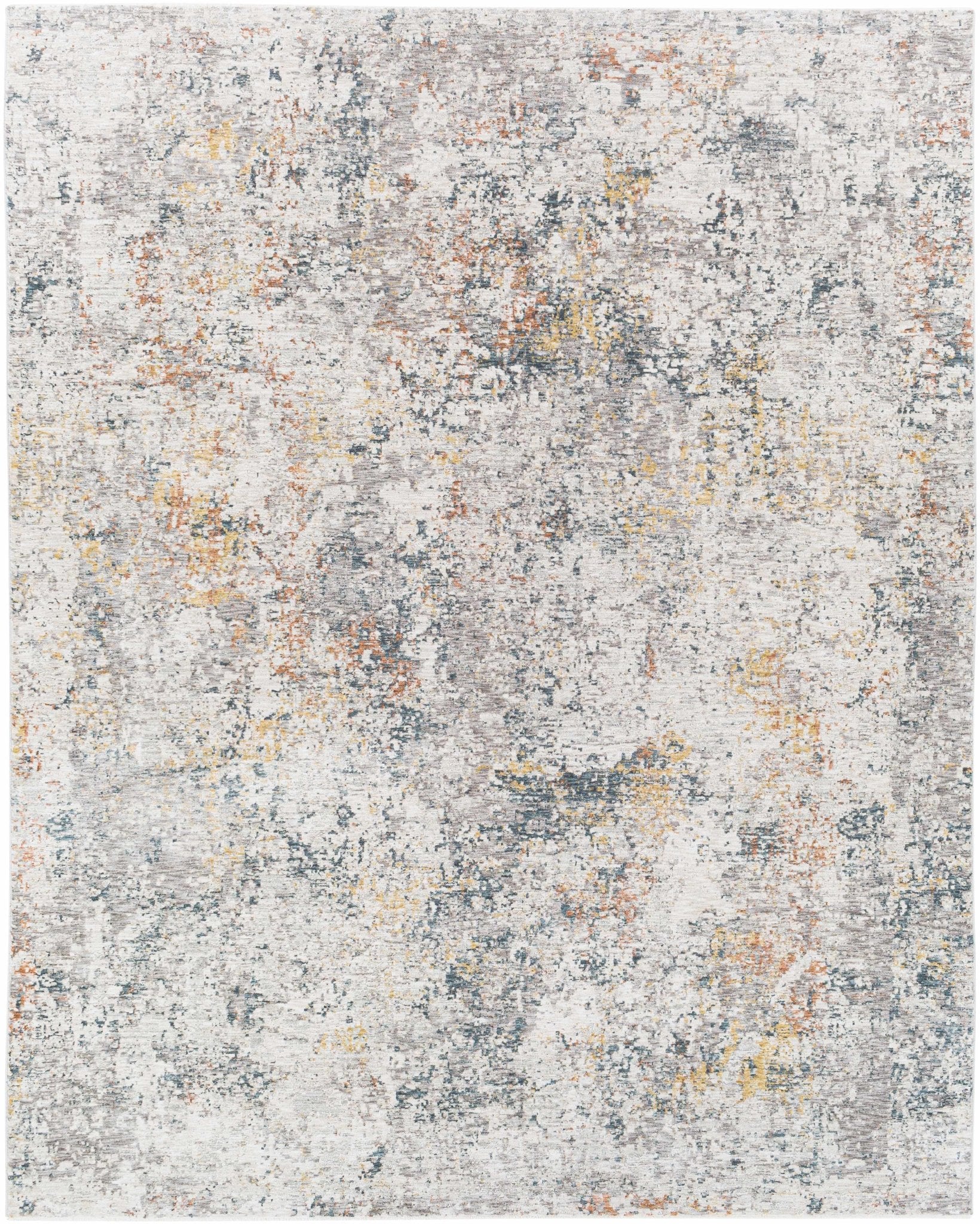 Contemporary Ivory And Blue Abstract Machine Woven Rug - Image 12