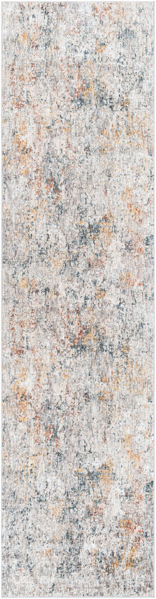 Contemporary Ivory And Blue Abstract Machine Woven Rug - Image 2