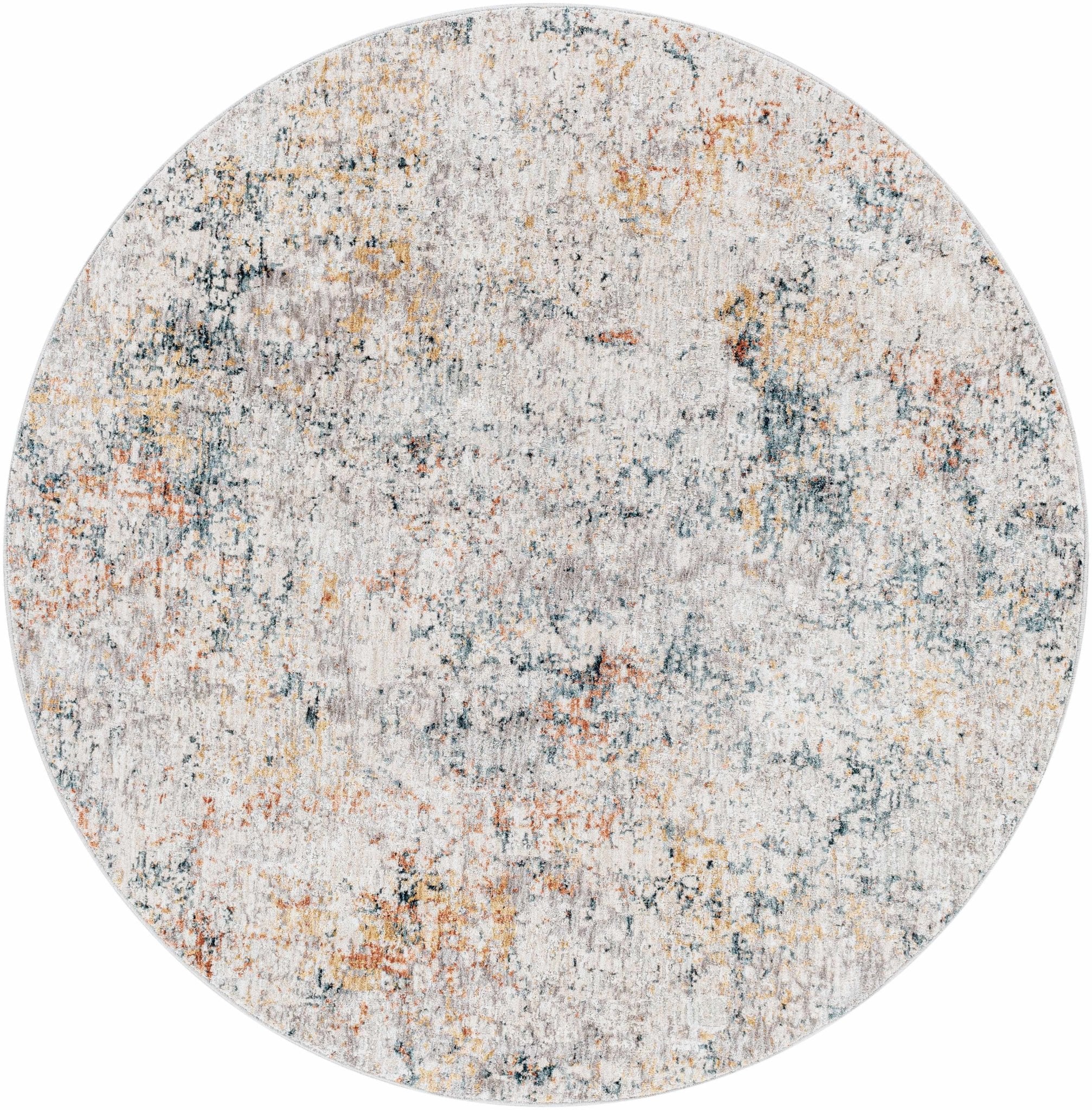 Contemporary Ivory And Blue Abstract Machine Woven Rug - Image 3