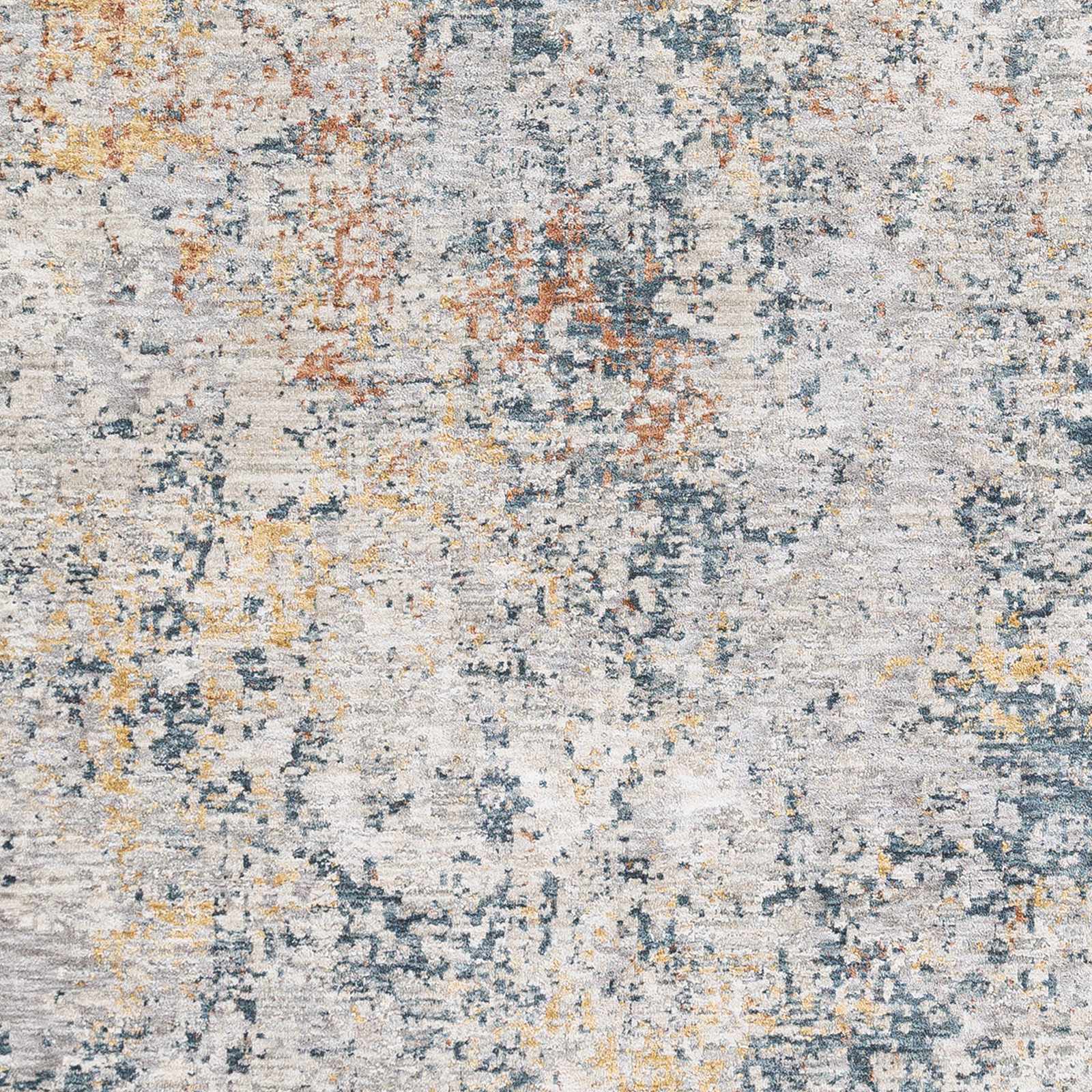 Contemporary Ivory And Blue Abstract Machine Woven Rug - Image 6