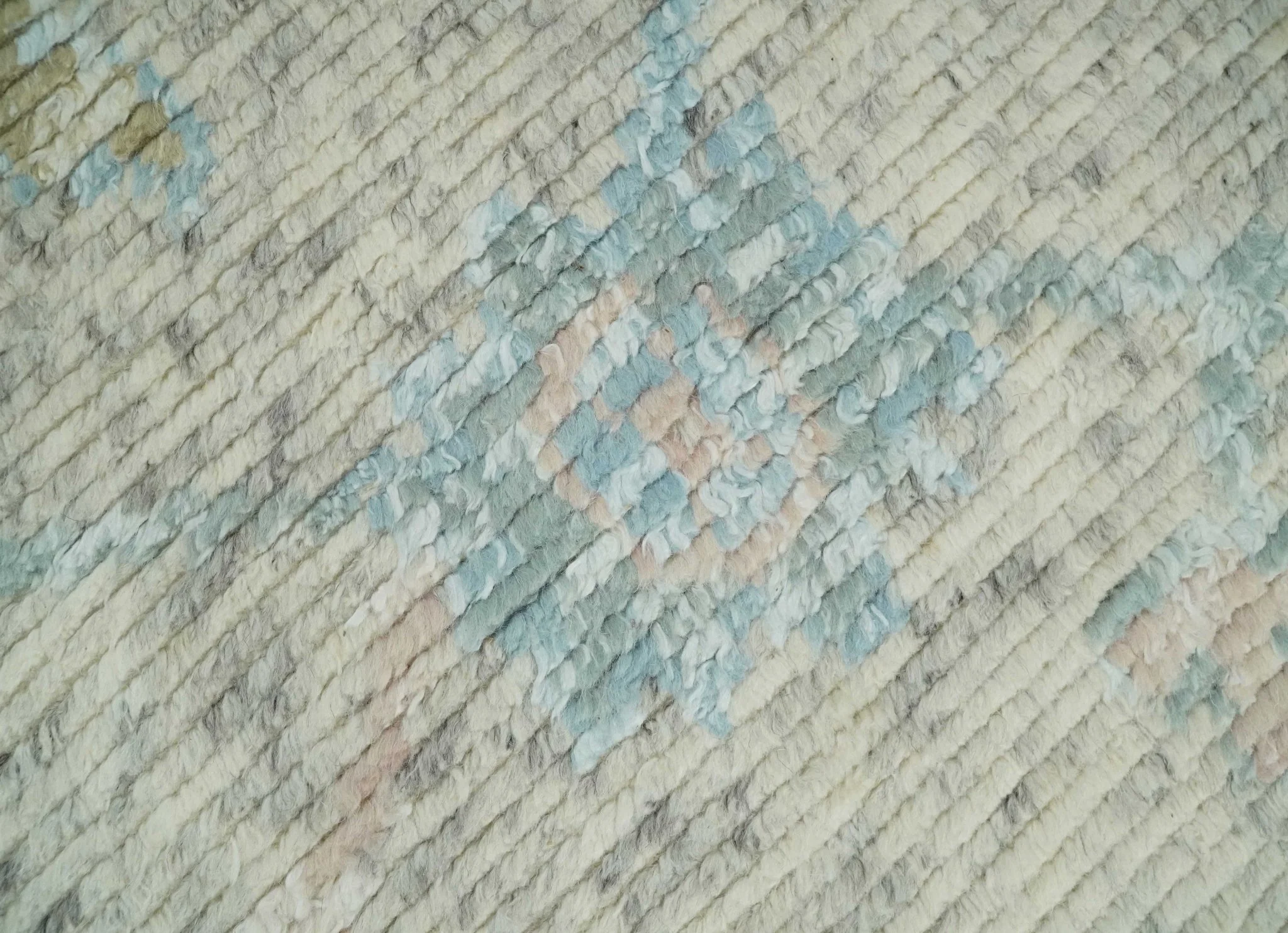 Contemporary Ivory and Blue Hand Knotted Multi Size Rug - Image 4