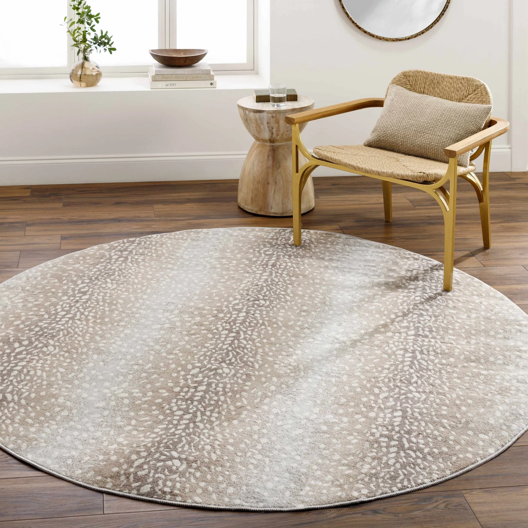 Modern Contemporary Ivory and Brown Leopard Print Medium Pile Area Rug - Image 20